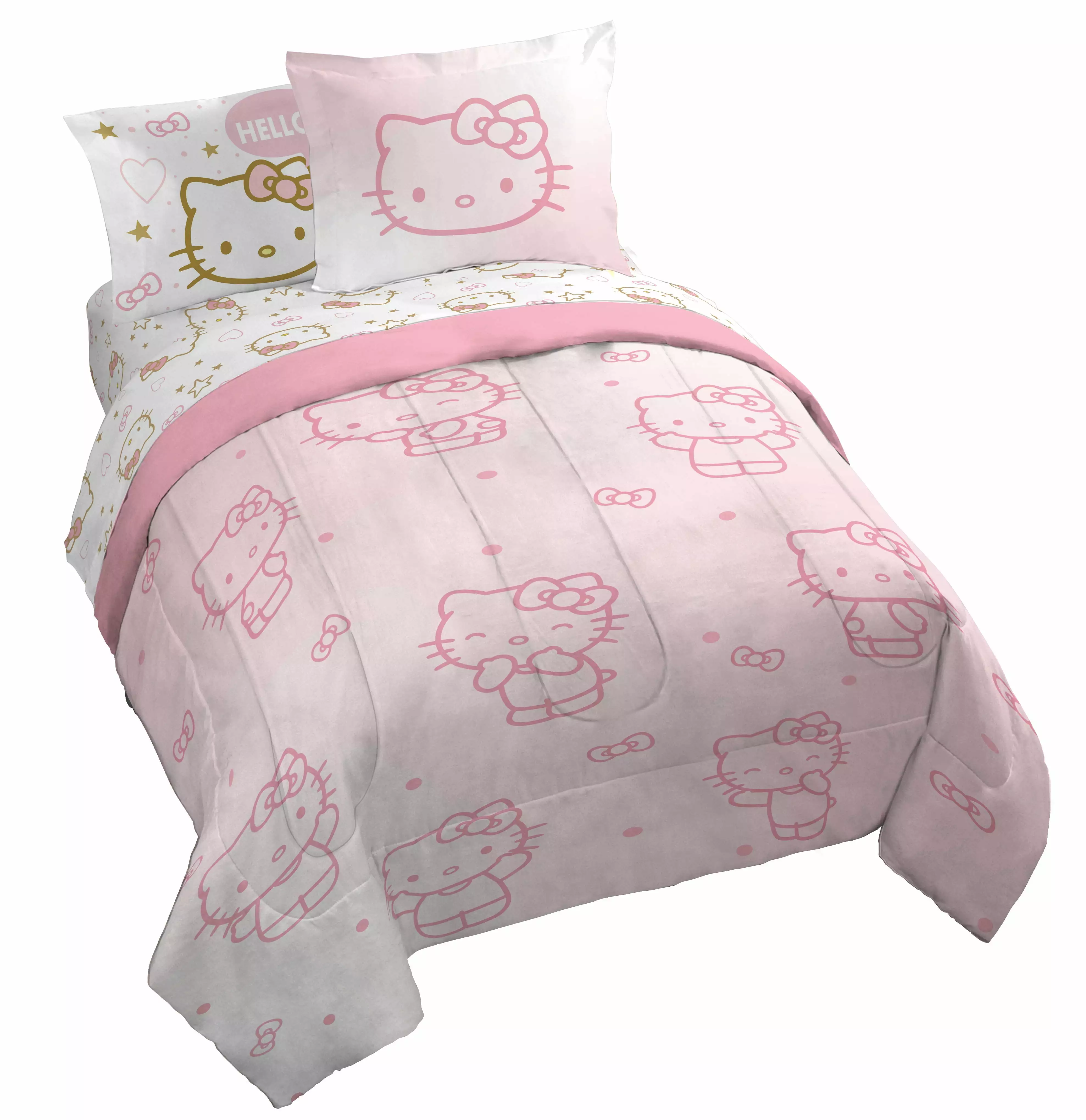 Sanrio Hello Kitty Stars 7 Piece Queen Size Bed Set with Shams