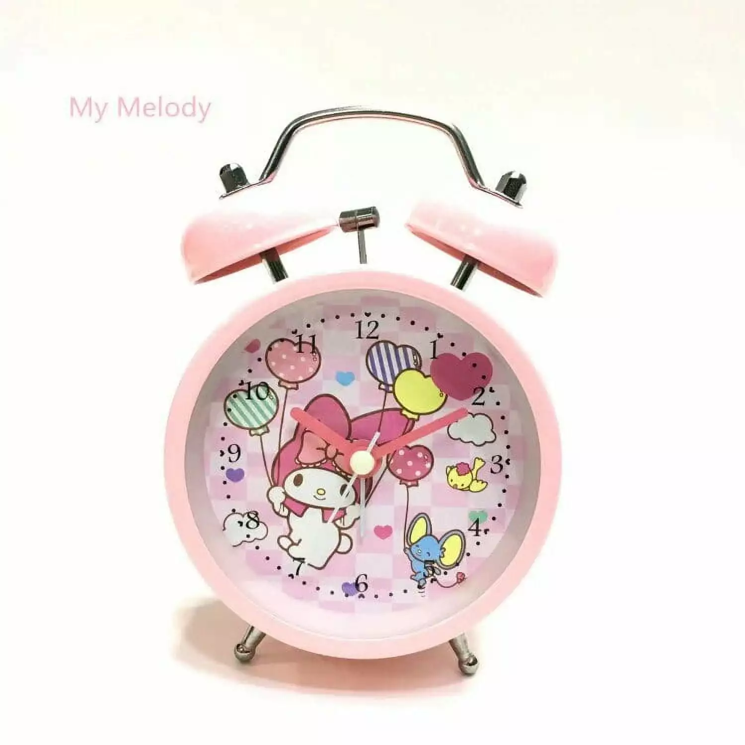 Sanrio Original Hello Kitty Desk Clock Kuromi My Melody Cute Cartoon Alarm Clock Student Children Metal Table Clock