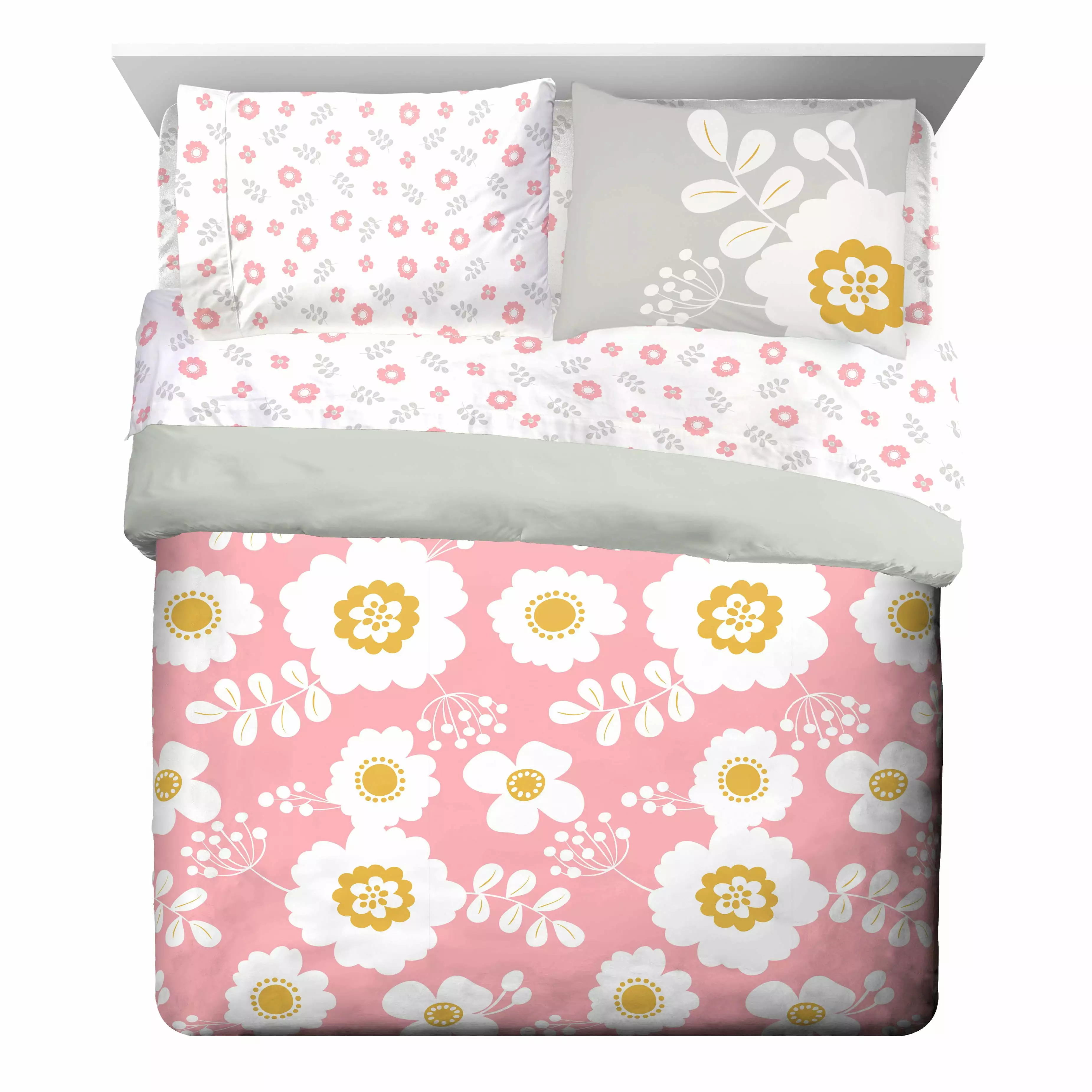 Saturday Park Cutout Floral 100% Kids' Organic Cotton Bed Set. Duvet Cover Sets. Full. Pink