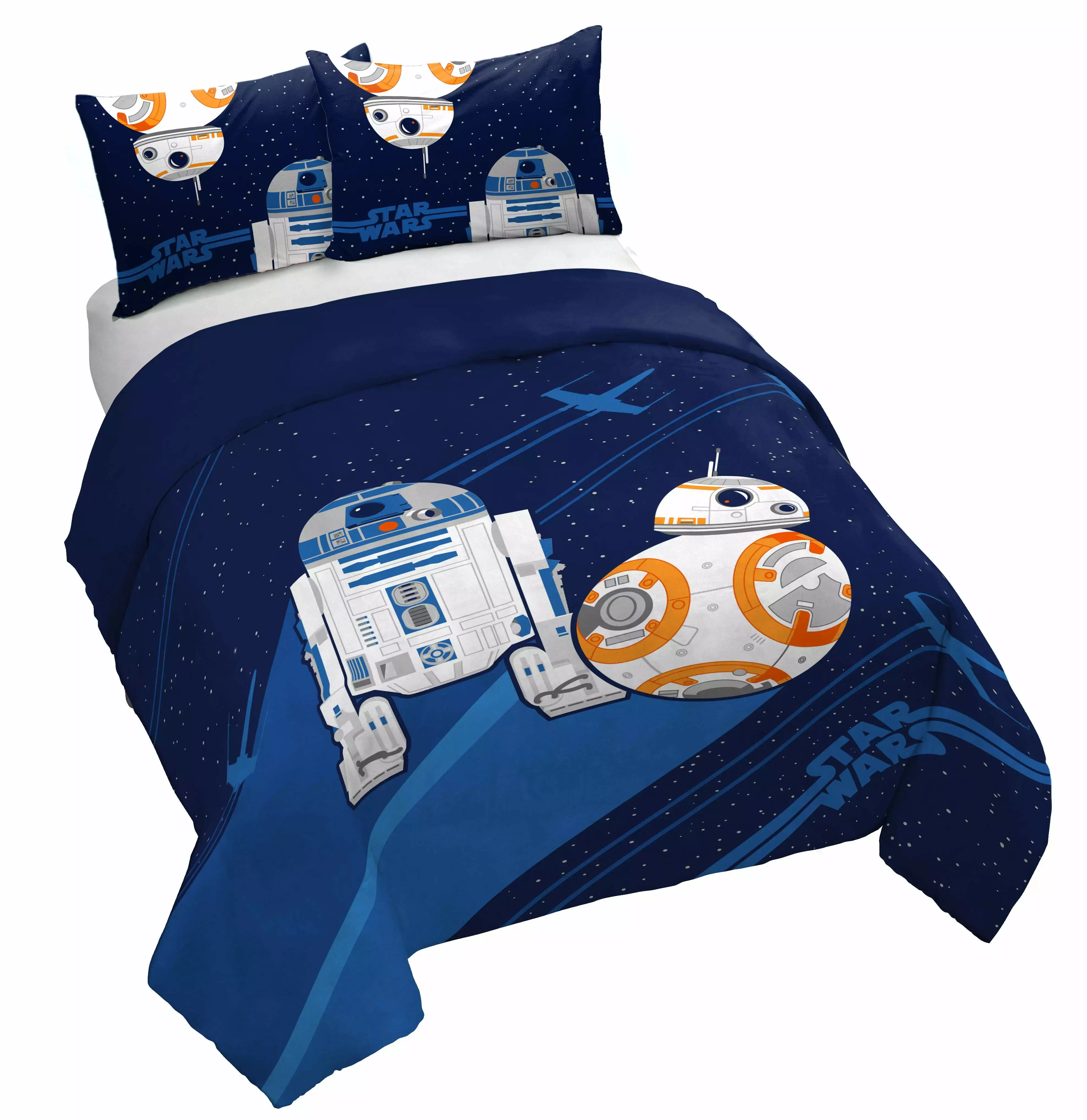 Saturday Park Star Wars Droids 100% Organic Cotton Kids' Duvet Cover & Sham Set Twin Blue