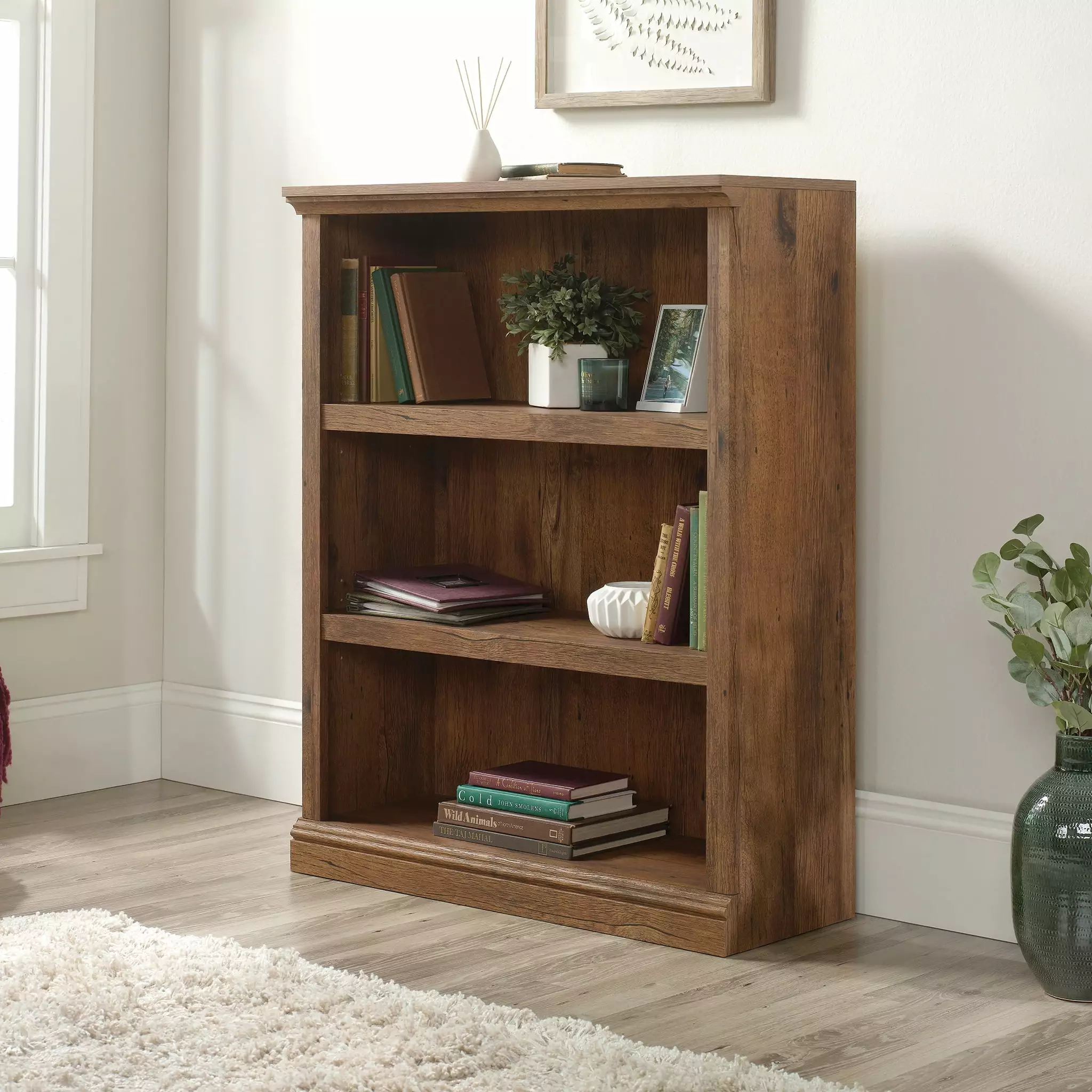 Sauder 3-Shelf Bookcase. Vintage Oak Finish