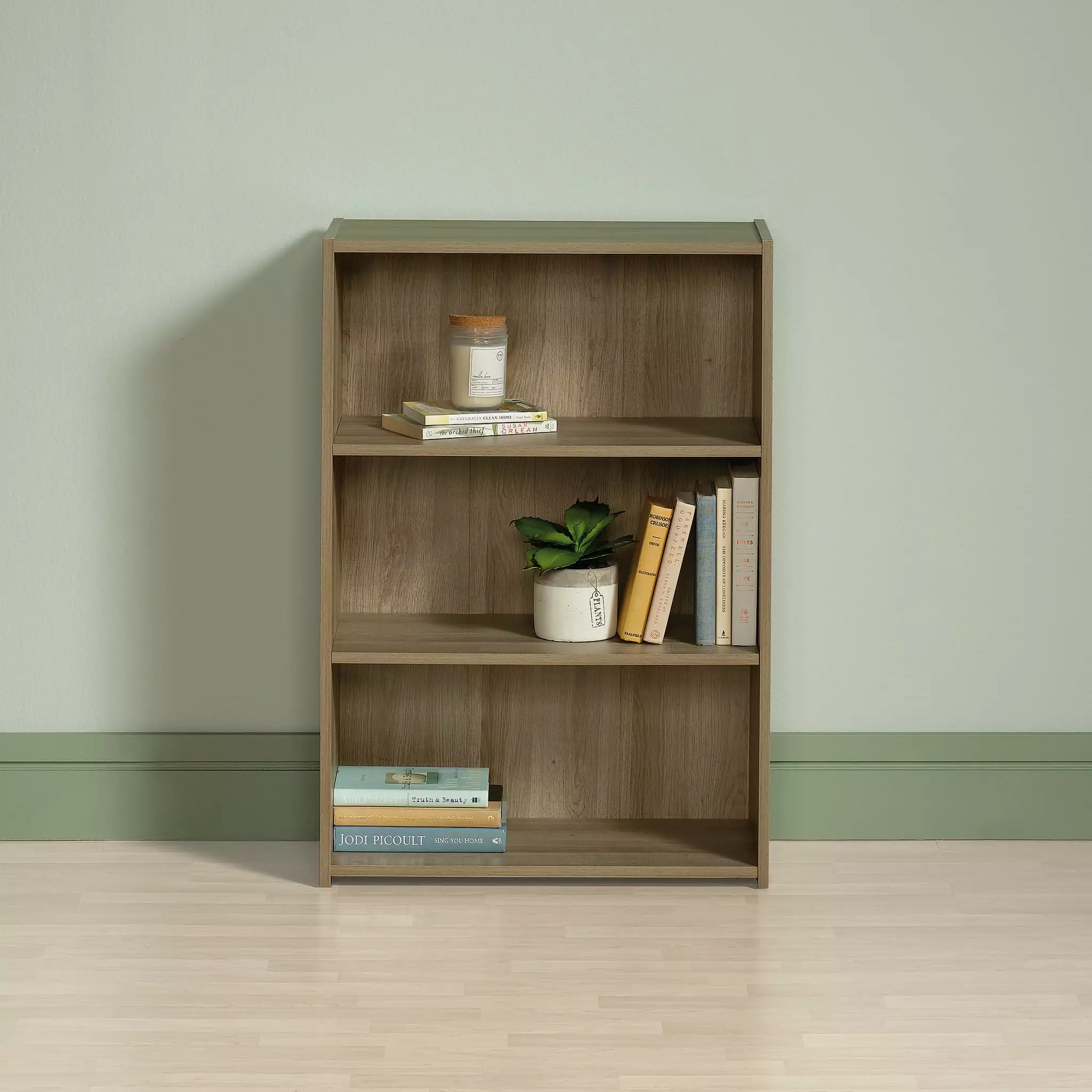 Sauder Beginnings 35 3-Shelf Standard Bookcase. Summer Oak Finish