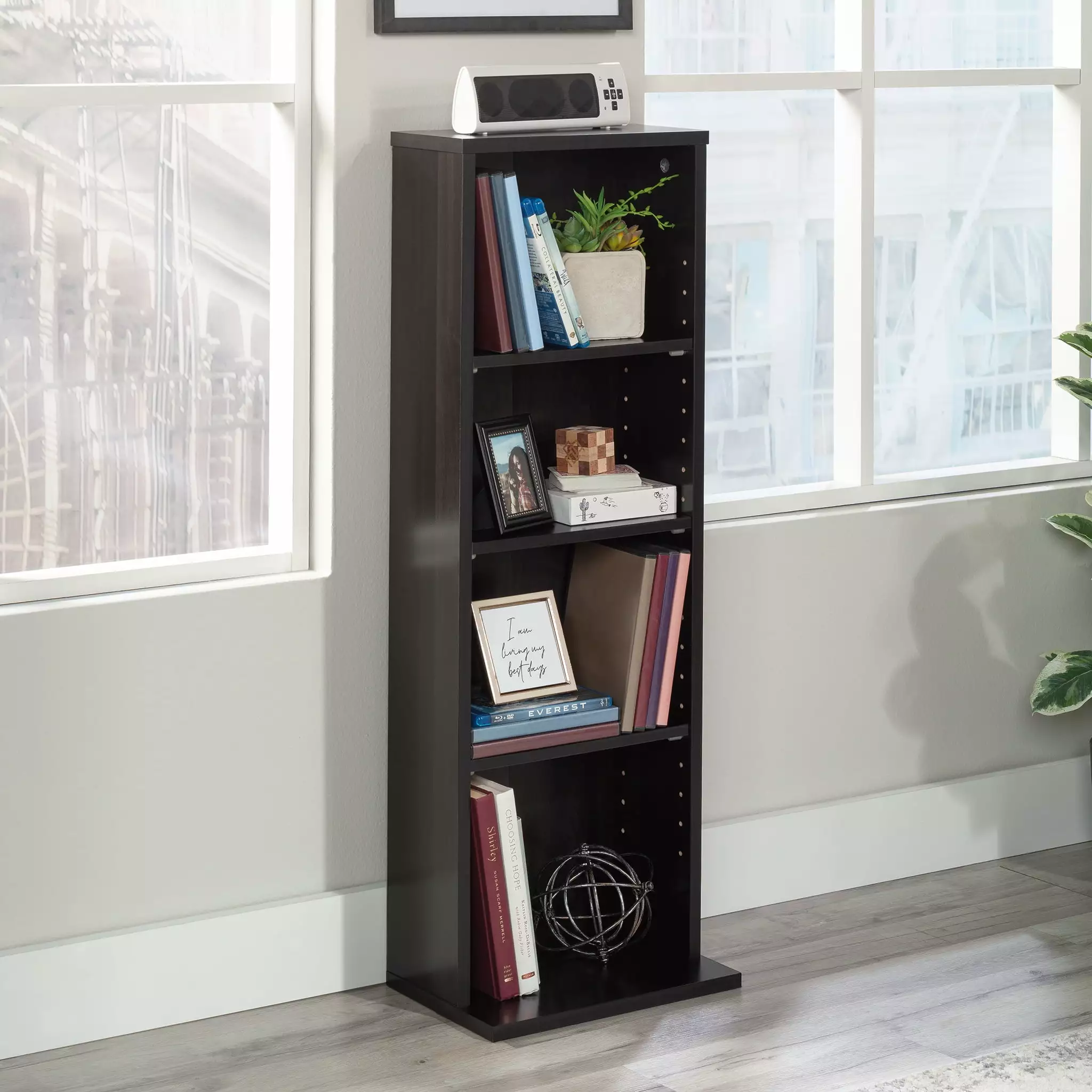 Sauder Beginnings Multimedia Storage Tower. Cinnamon Cherry Finish