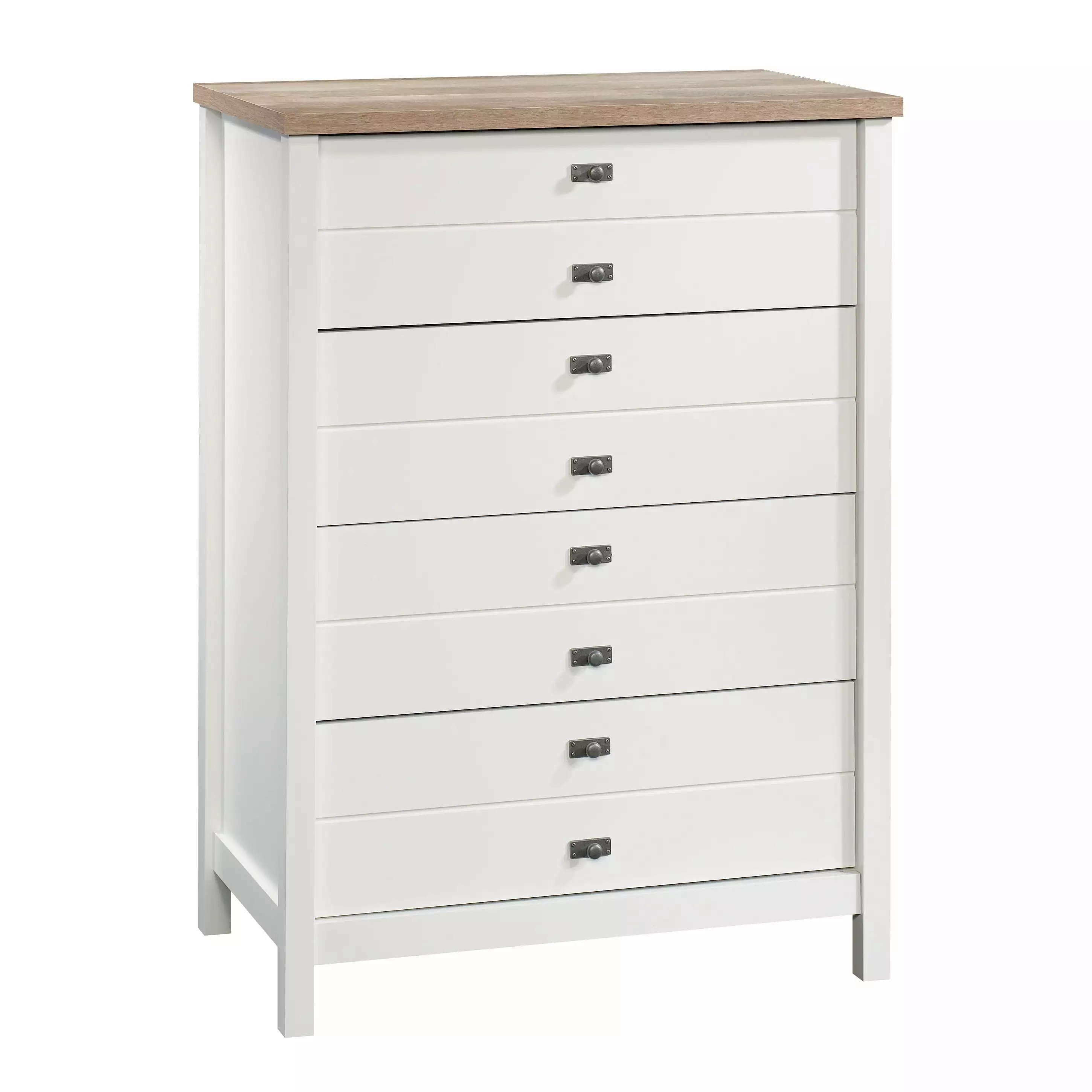 Sauder Cottage Road 4 Drawer Chest. Soft White & Lintel Oak Finish