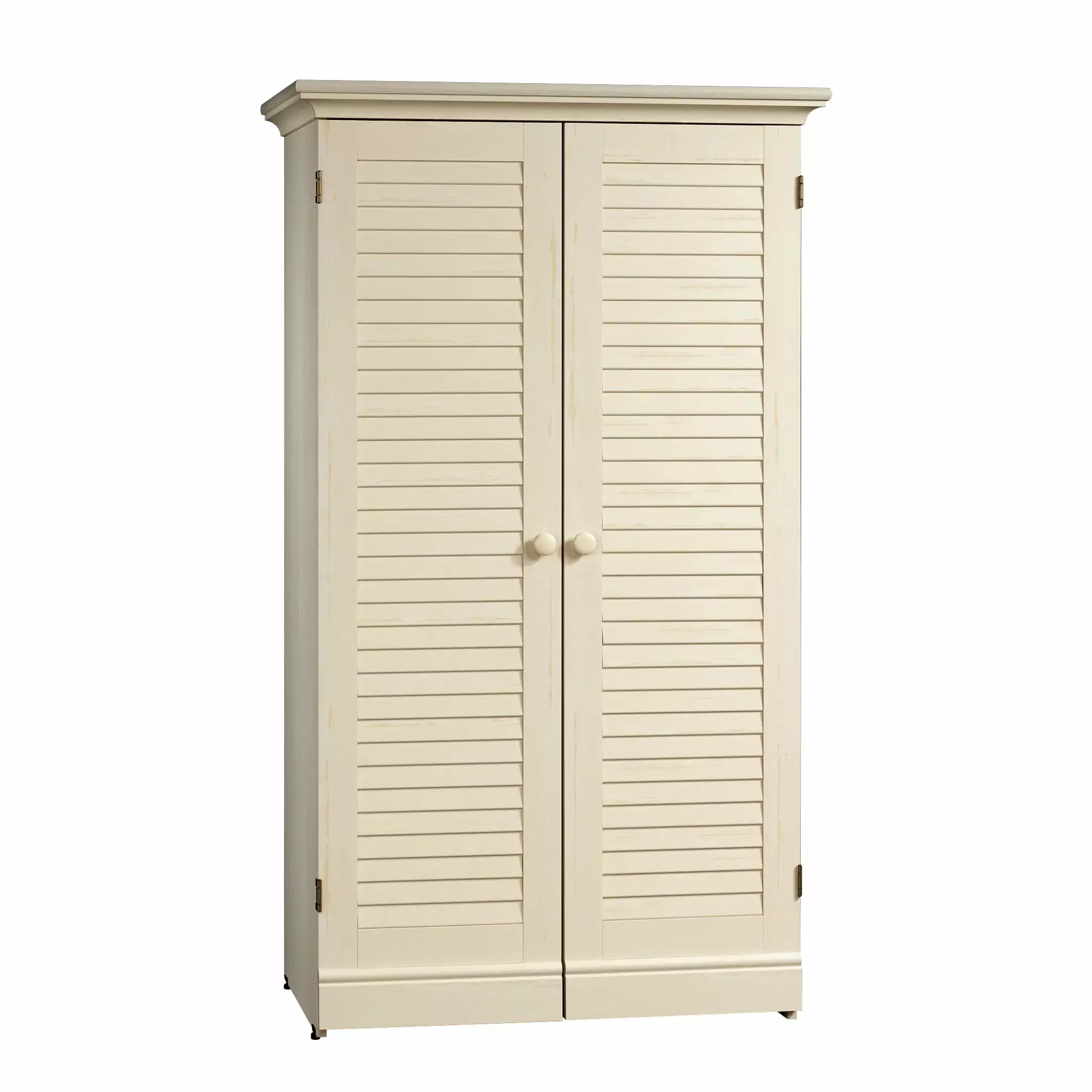 Sauder Harbor View Craft and Sewing Armoire with Table. Antiqued White Finish