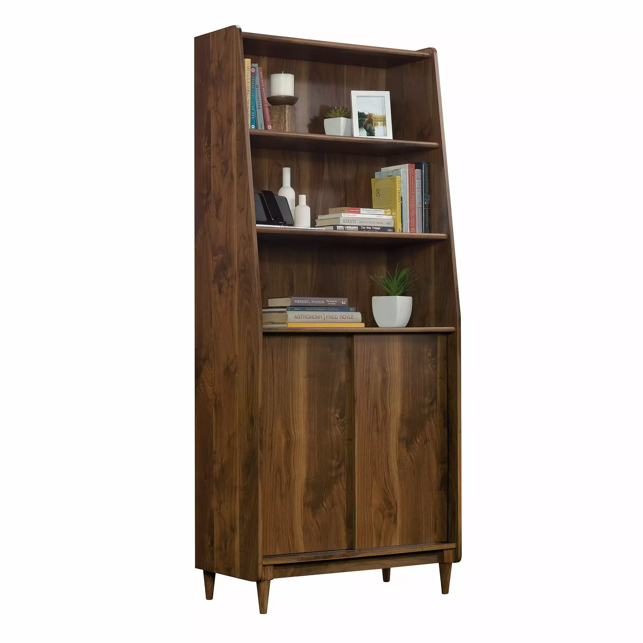 Sauder Harvey Park Wide Bookcase. Grand Walnut Finish