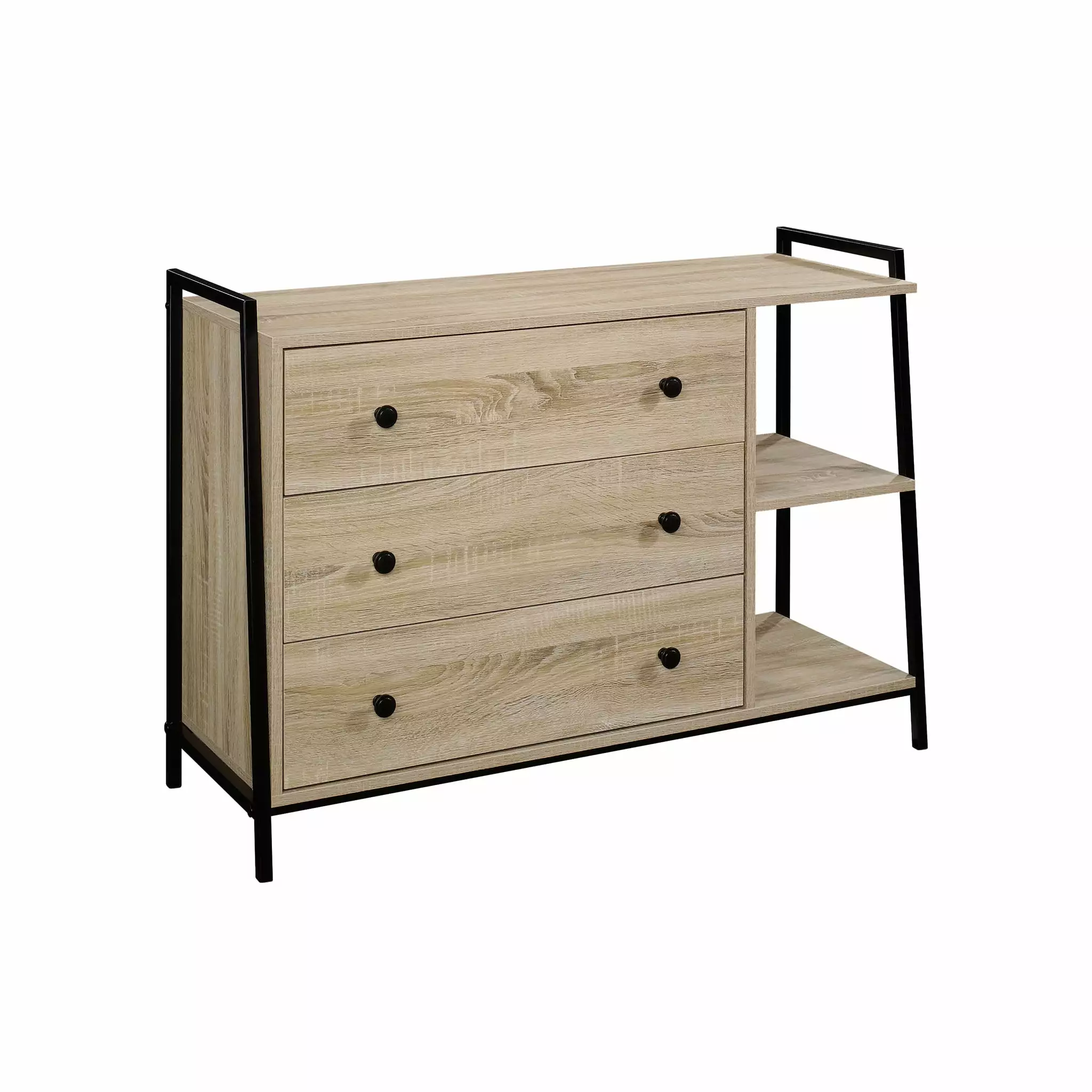 Sauder North Avenue 3-Drawer Engineered Wood and Metal Dresser in Charter Oak