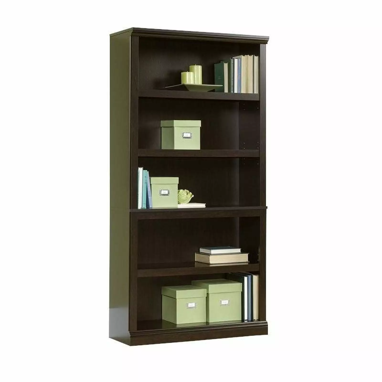 Sauder Select 5 Shelf Wood Bookcase. Jamocha Wood Finish