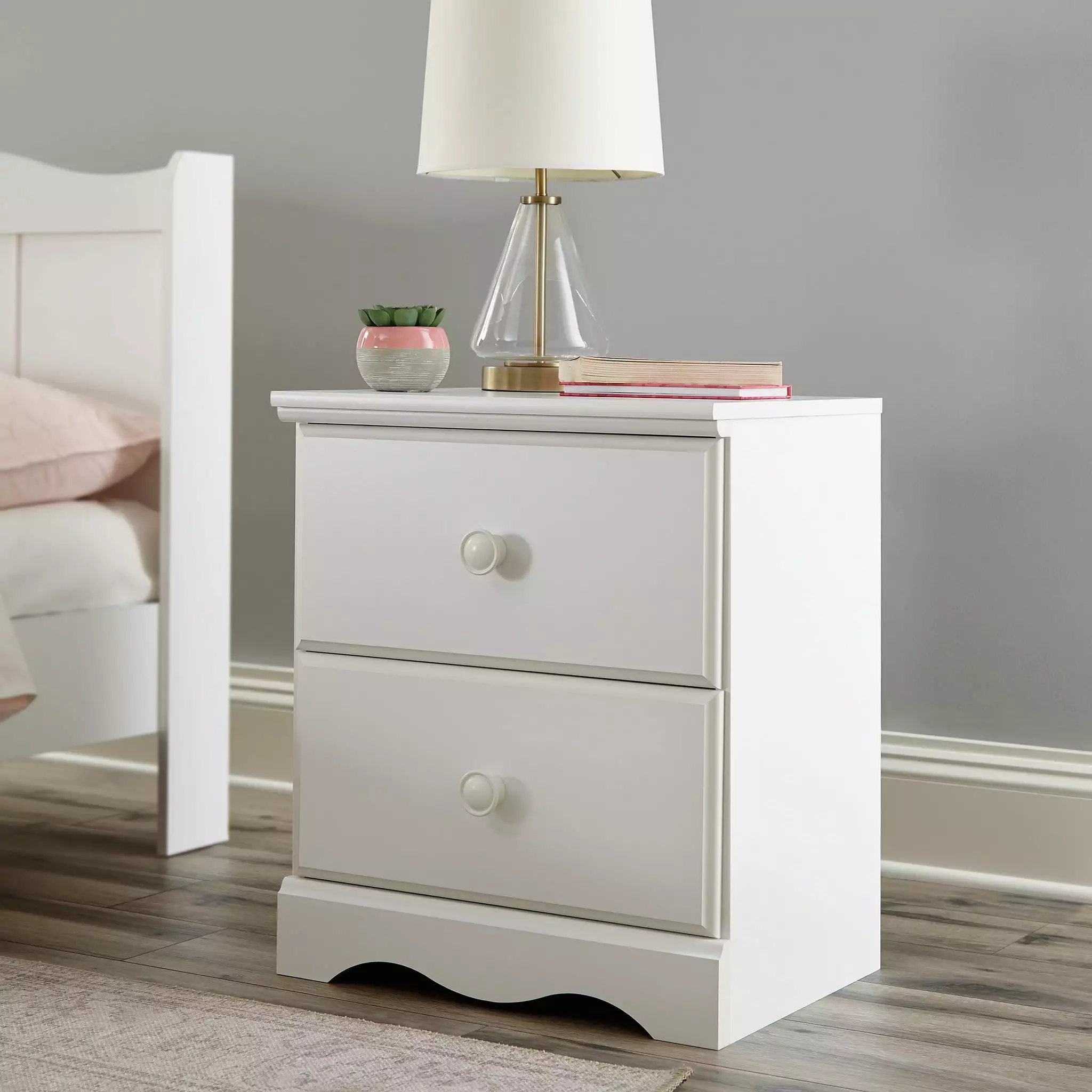 Sauder Storybook 2-Drawer Nightstand. Soft White Finish