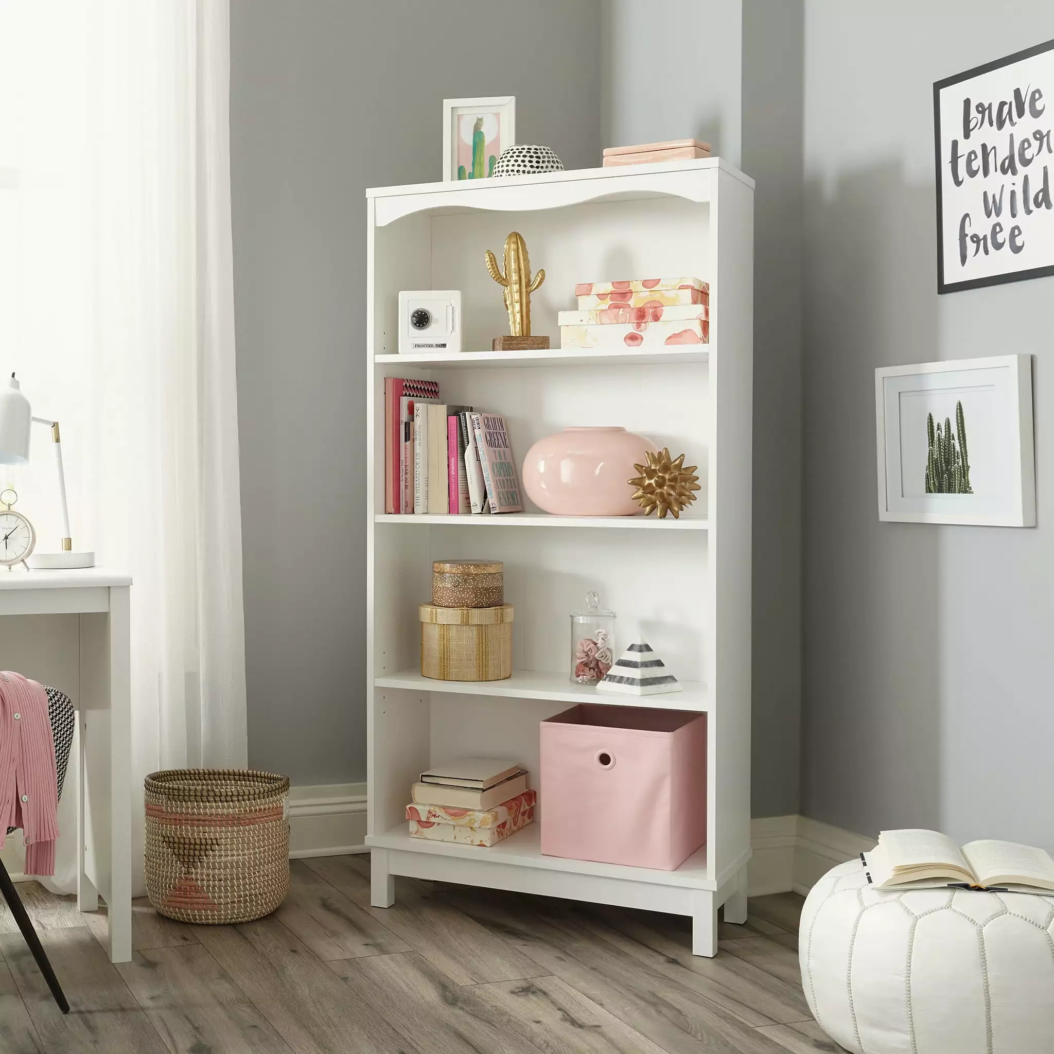 Sauder Storybook 4-Shelf Bookcase. Soft White Finish