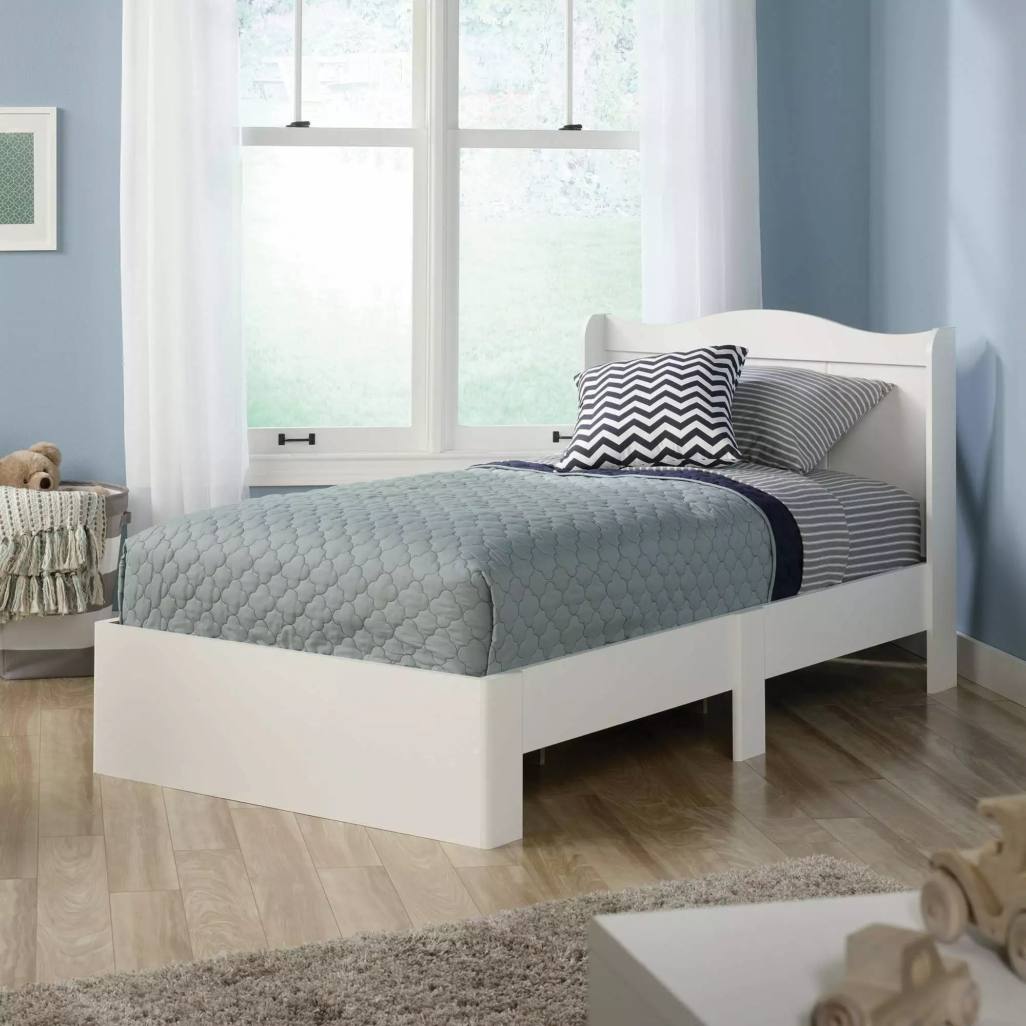 Sauder Storybook Platform Twin Bed with Headboard. Soft White Finish