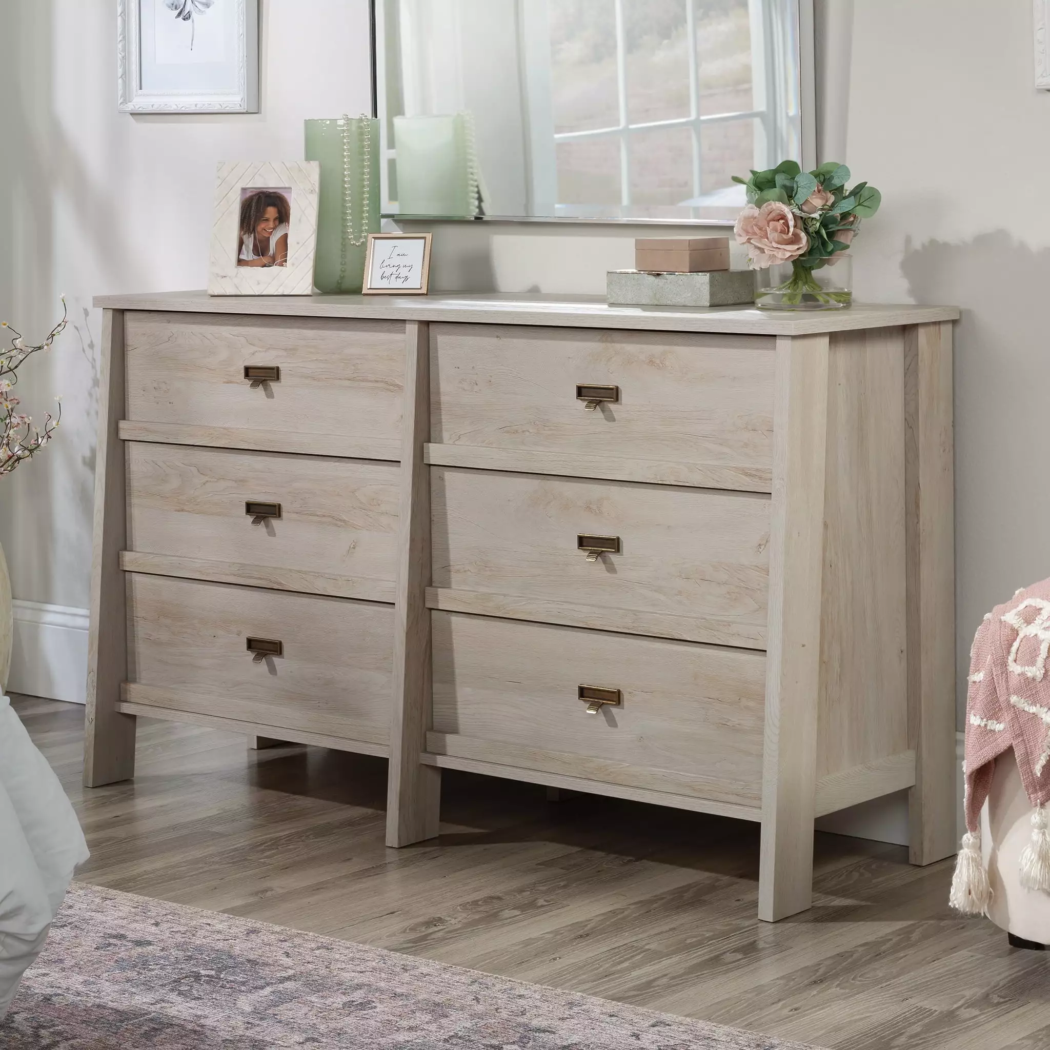 Sauder Trestle 6-Drawer Dresser. Chalked Chestnut Finish