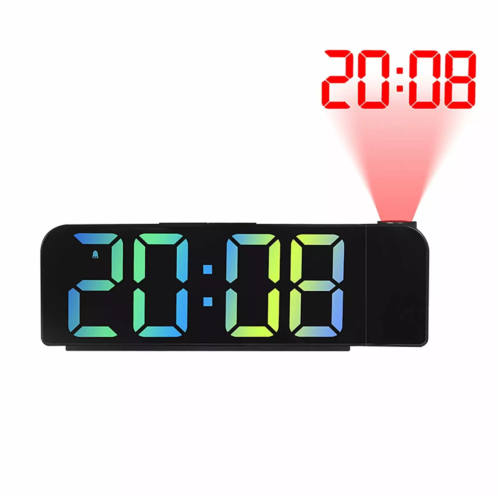 School Supplies Qwtwty Projection Digital Alarm Clock for Bedroom Colorful LED Alarm Clock for Bedrooms with 12/24H Snooze Mirror LED Alarm Clock On Clearance