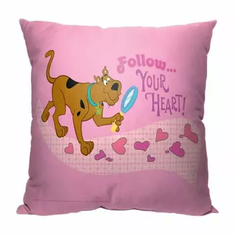 Scooby Doo Follow Your Heart Warner Bros Kids Pillow. 18 x 18 inches Pink