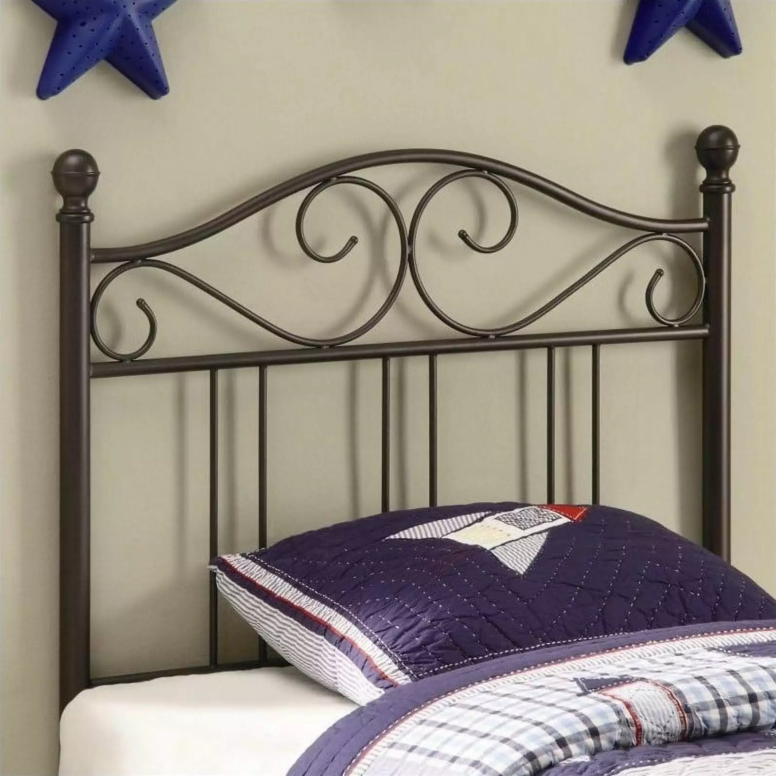 Scroll Twin Headboard Dark Bronze