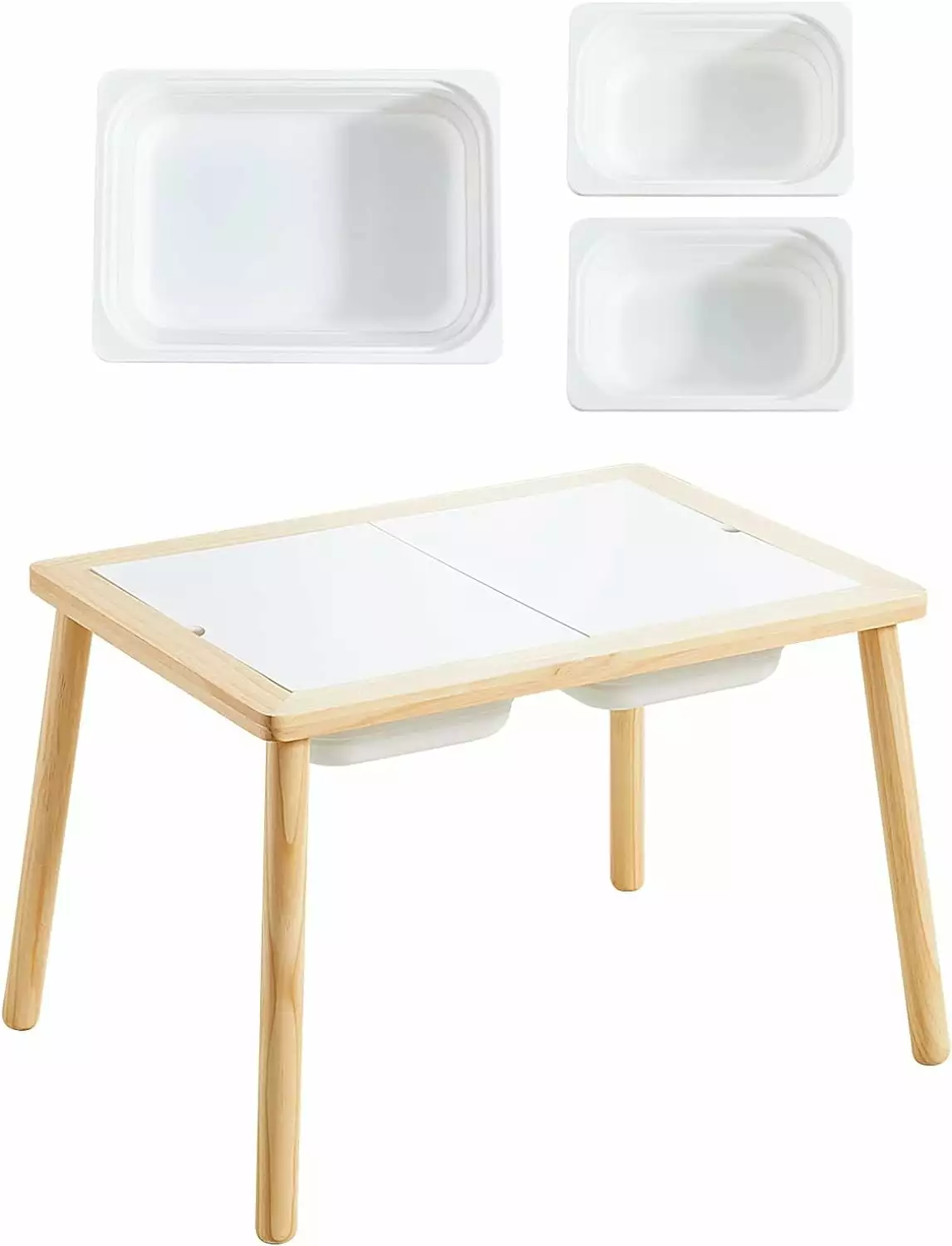 Sensory Table with 3 Storage Bins. Kid's Table Play Sand Table Indoor. for Birthday. Christmas and Thanksgiving Gift