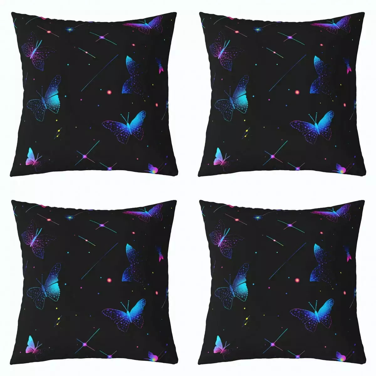 Set of 4 Ombre Butterfly 20x20 Inch Throw Pillow Covers.Blue Gradient Butterflies Pillow Covers.Sparkle Starry Sky Outer Space Cushion Covers.Aesthetics Decorative Square Pillow Cases.Room Decor