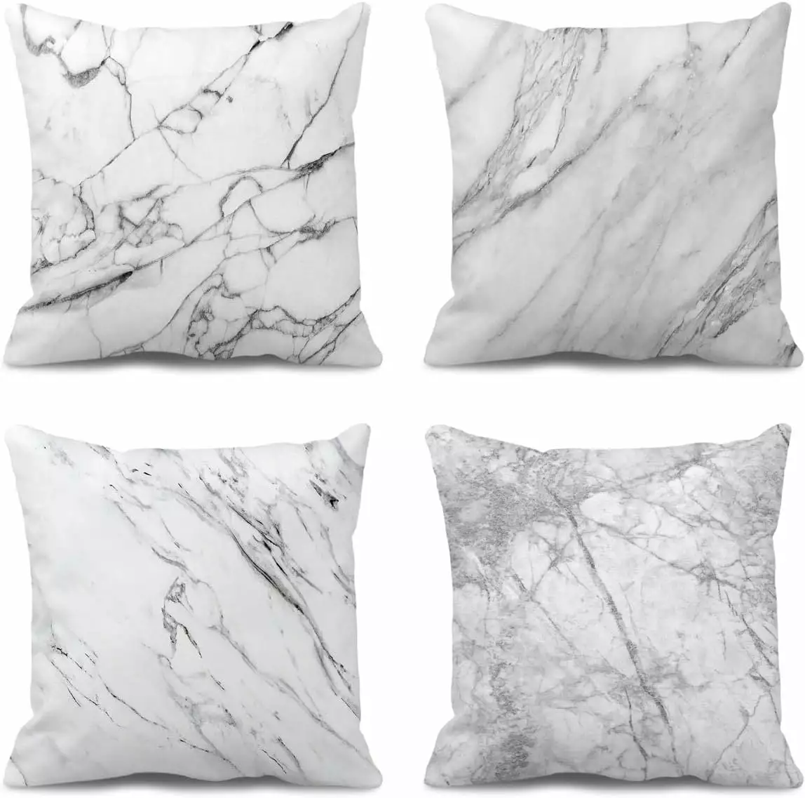 Set of 4 Home Decorative Grey Marble Pattern Throw Pillow Cover Cushion Covers for Couch Bed Sofa Farmhouse 18x18 Inches