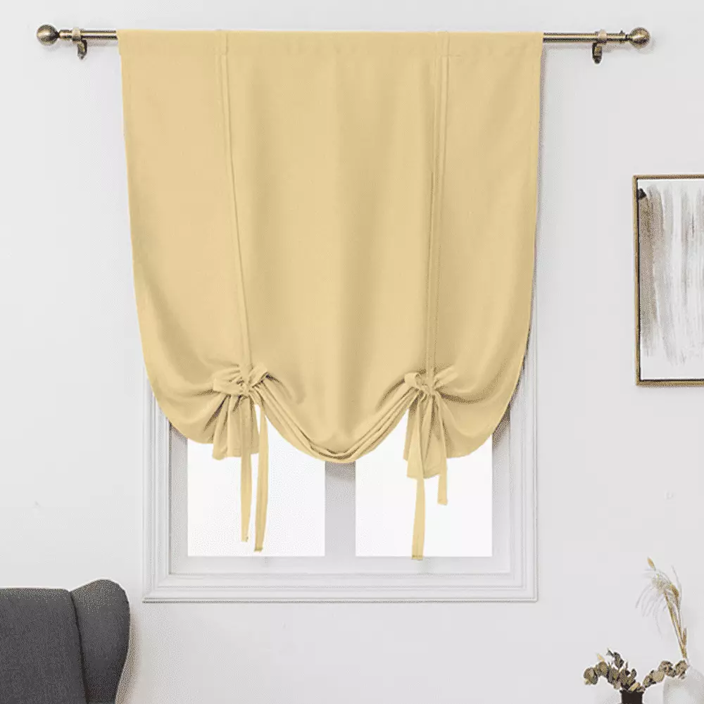 Sexy Dance Tie up Blackout Curtain Thermal Insulated Room Darkening Shade Curtains Panel Balloon Rod Pocket for Small Windows Cofe Bathroom Kitchen Bedroom.Beige.30 x 46