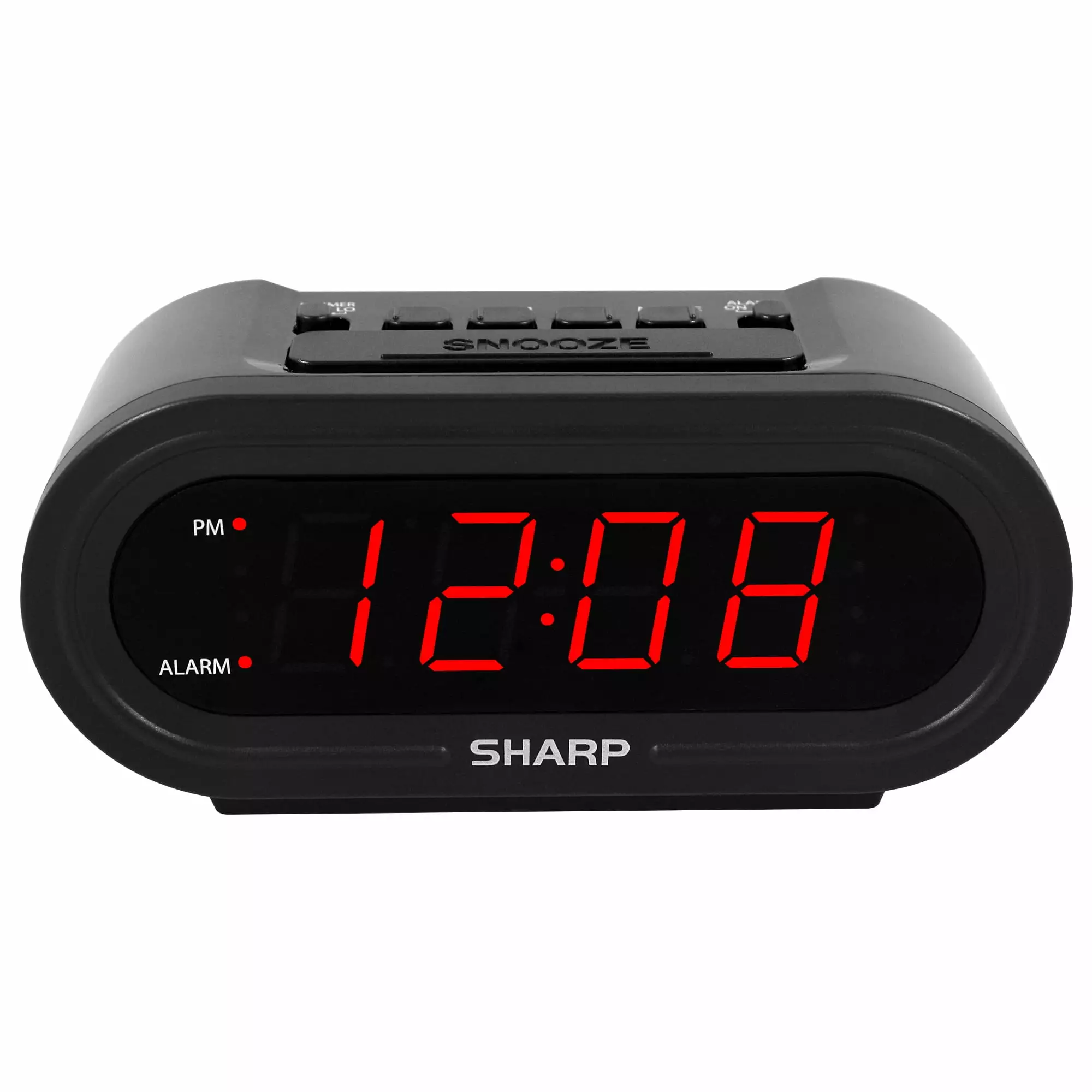 Sharp Digital Alarm with AccuSet - Automatic Smart Clock. Never Needs Setting - Great for Seniors. Kids. and Everyone who Doesn't Want to Set a Clock! Black Case with Red LEDs