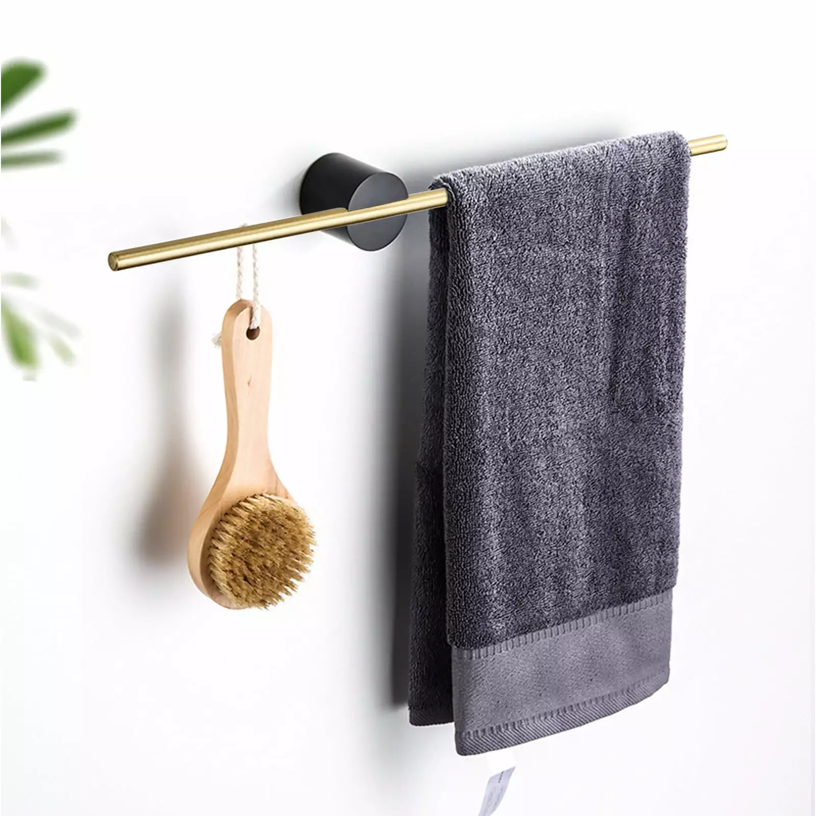 Shelves Clearance Towel Rack Luxury Brushed Gold Single Nordic Bathroom Towel Bar 3 Towel Bar Wall-Mounted (Color : Black Seat Gold Pole. Siz