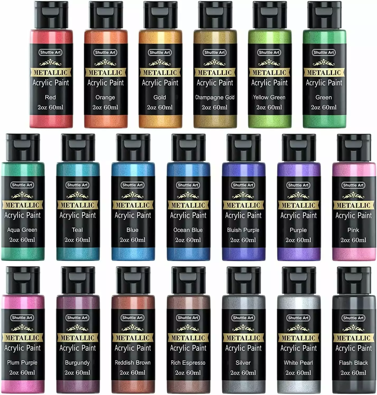 Shuttle Art 2 oz Multi-color Metallic Acrylic Craft Paint (24 Pieces)