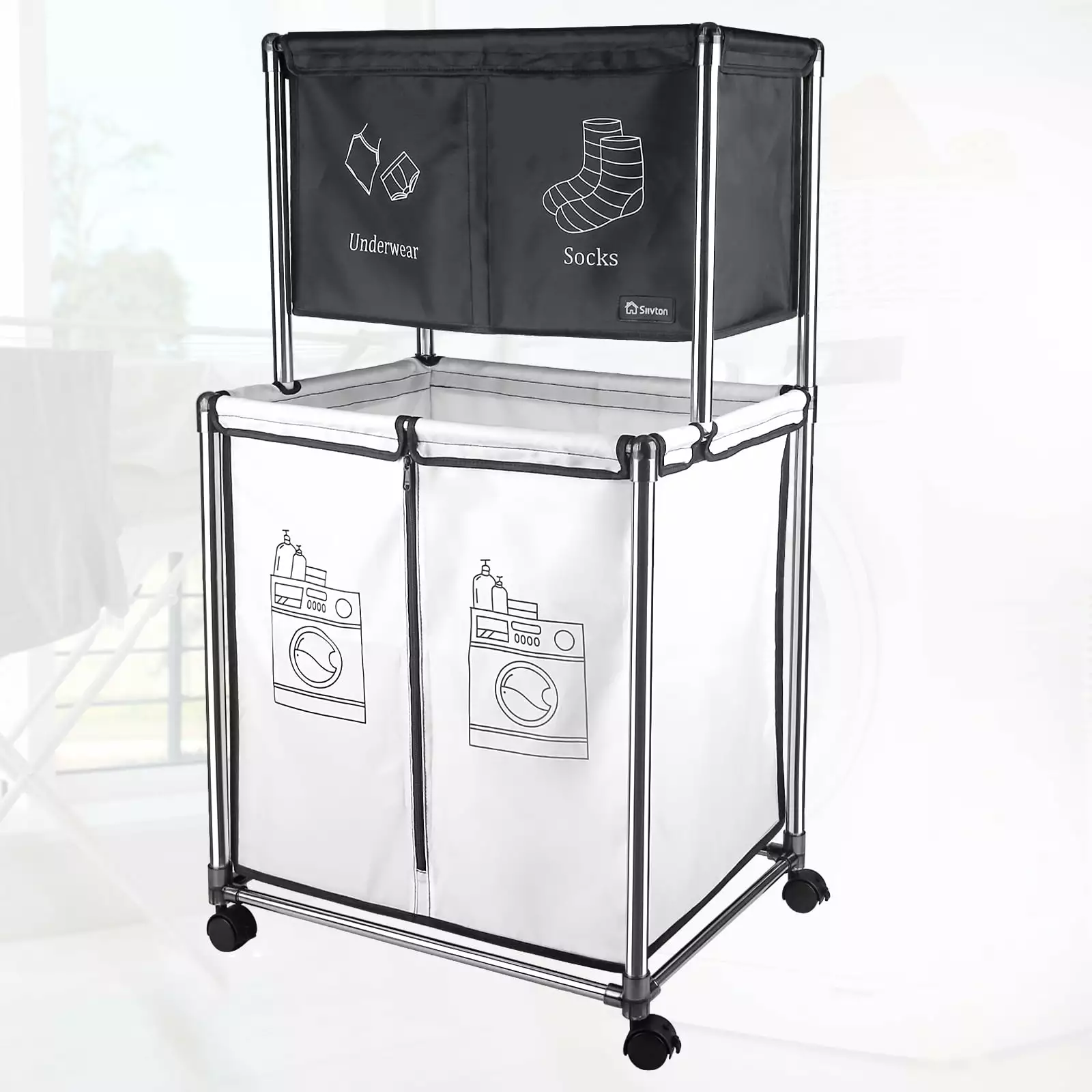 Siivton 210L Laundry Sorter Cart.Laundry Hamper Sorter with Rolling Wheels and Removable 3 Bags for Clothes Storage.Laundry Organizer Basket Laundry Clothes Hamper