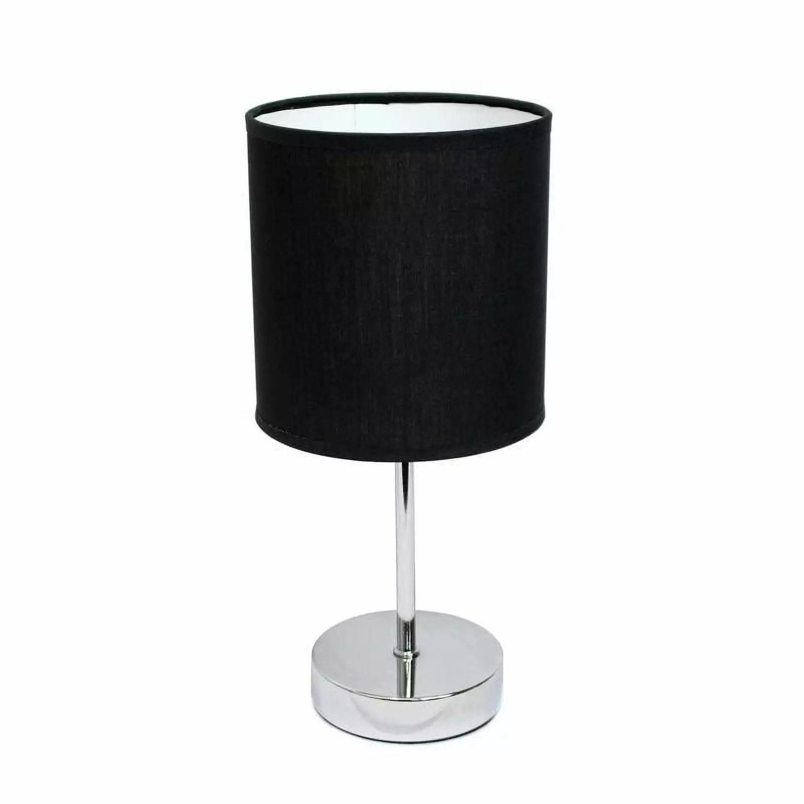 Simple Designs 11.81 Basic Chrome Mini Table Lamp with Fabric Shade. Black