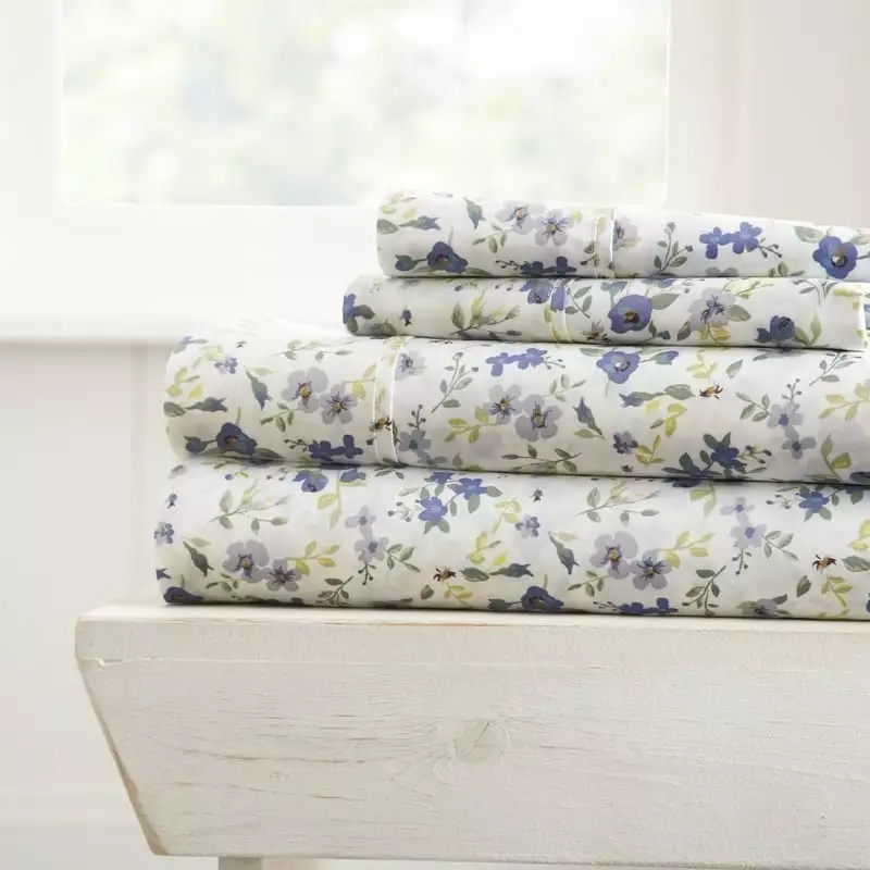 Simply Soft 4 Piece Floral Patterned Bed Sheet Set