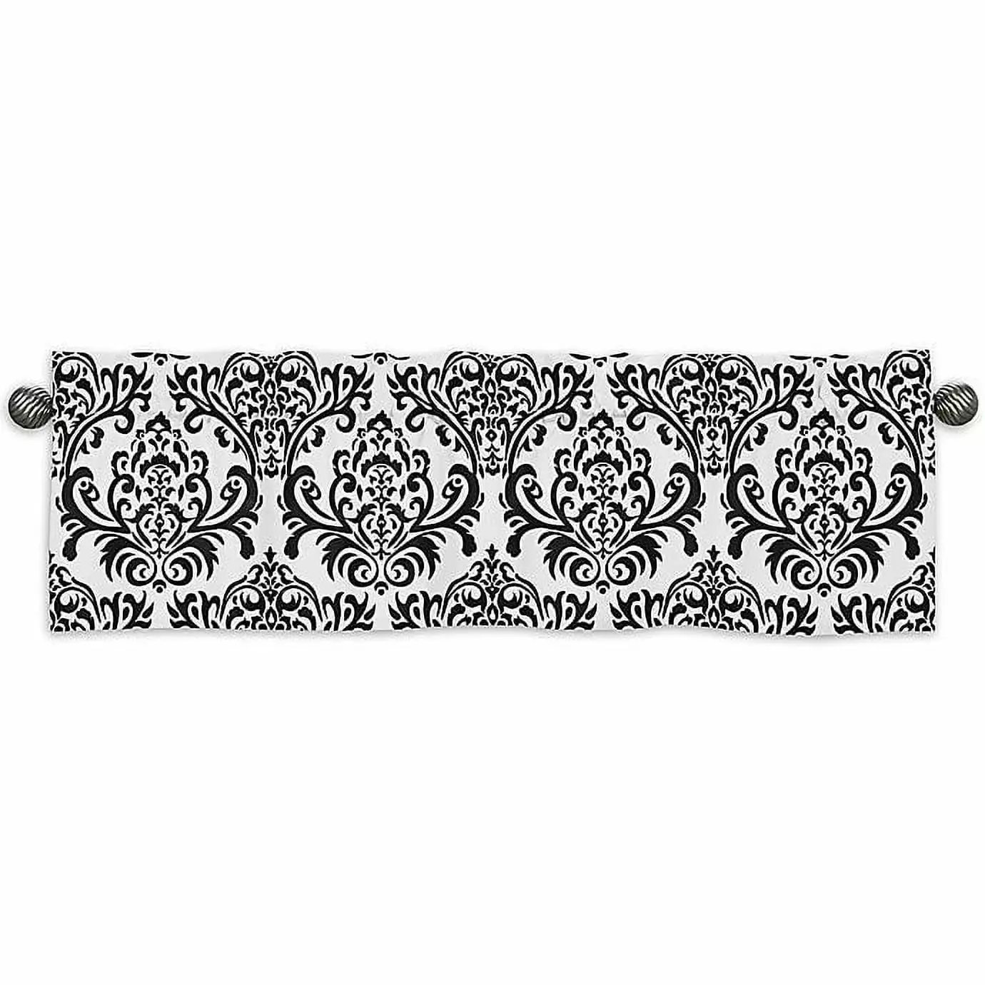 Sloane Black and White Damask Window Valance