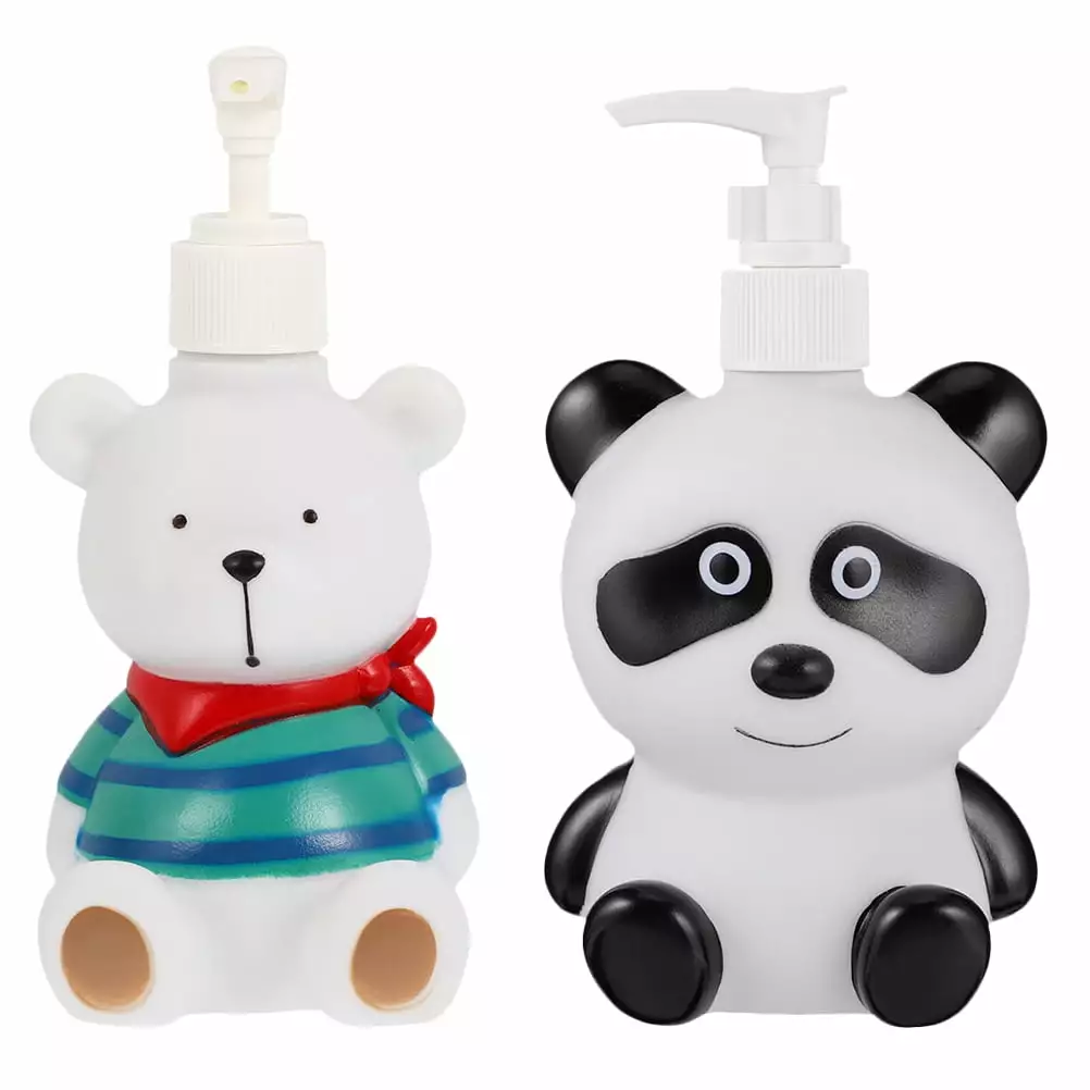 Soap Dispenser Automatic Fun 2 Pcs Press Bottle Lotion Shampoo Bottles Refillable Cartoon Holder Child