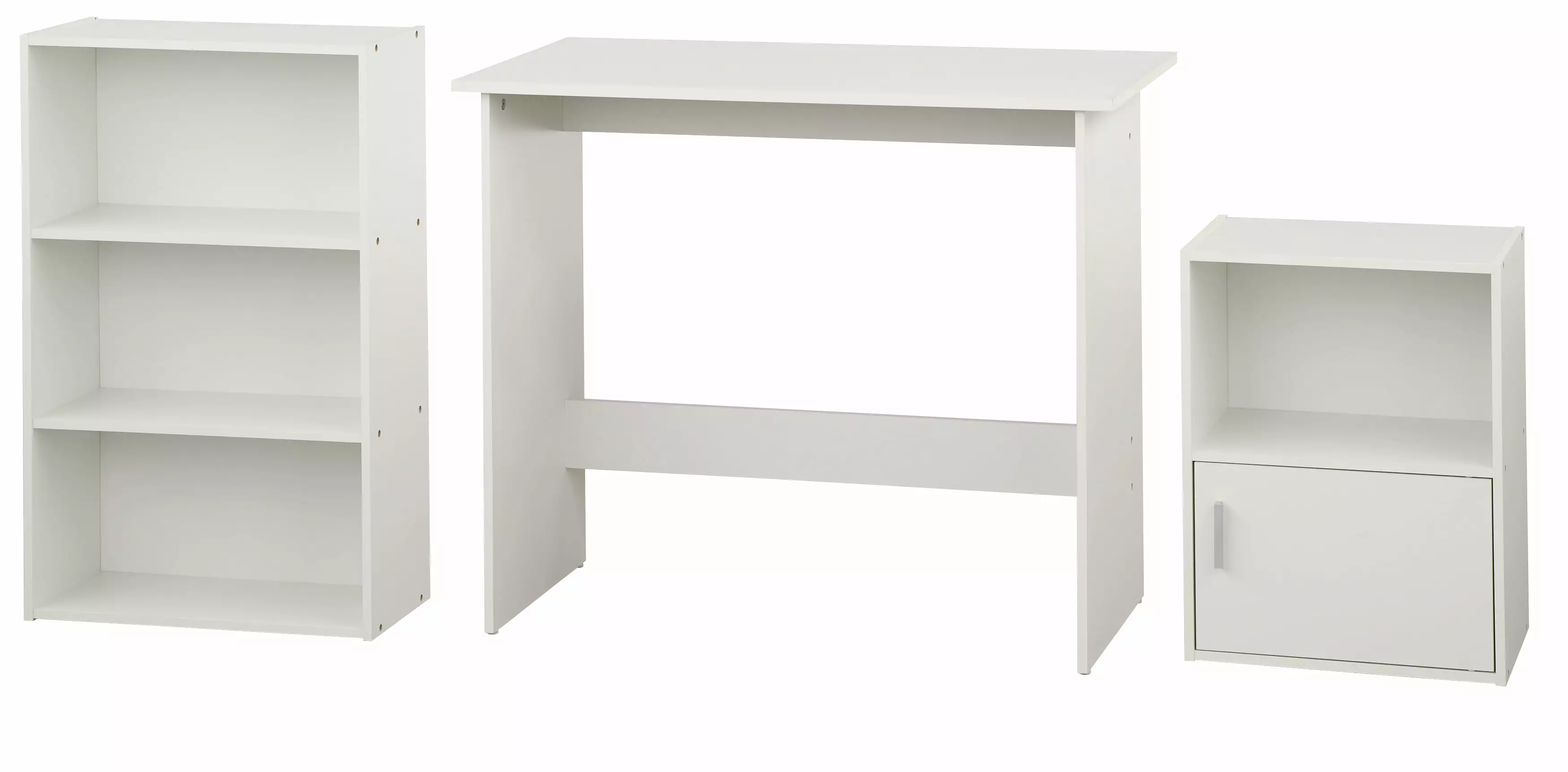 Soho 3 Piece Office Collection with Desk. Bookcase and Storage Cube. White Finish