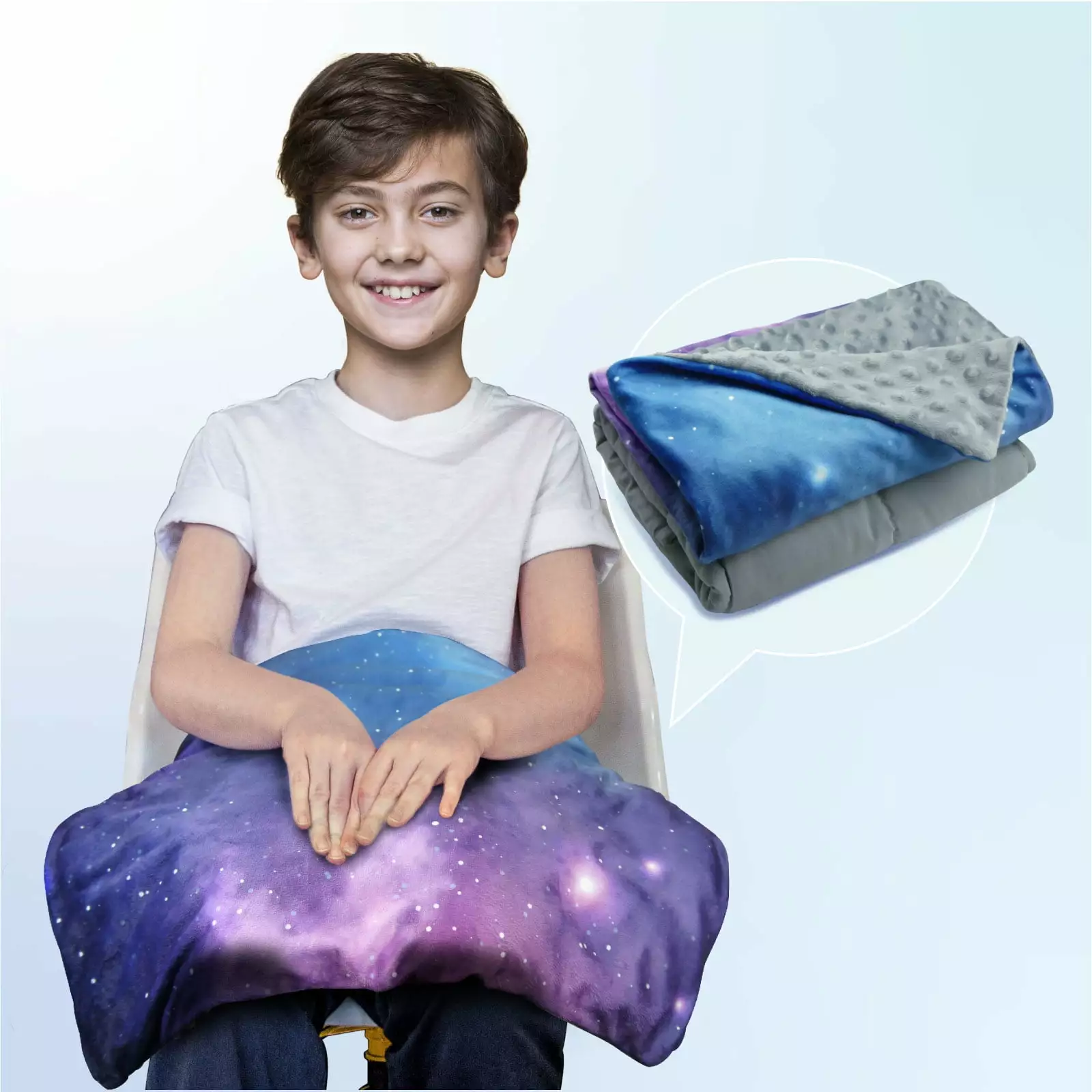 Solfres Lap Pad: 20x23in. 7 lbs. Galaxy Stars. Glass Beads - Kids. Teens. Sleep Therapy