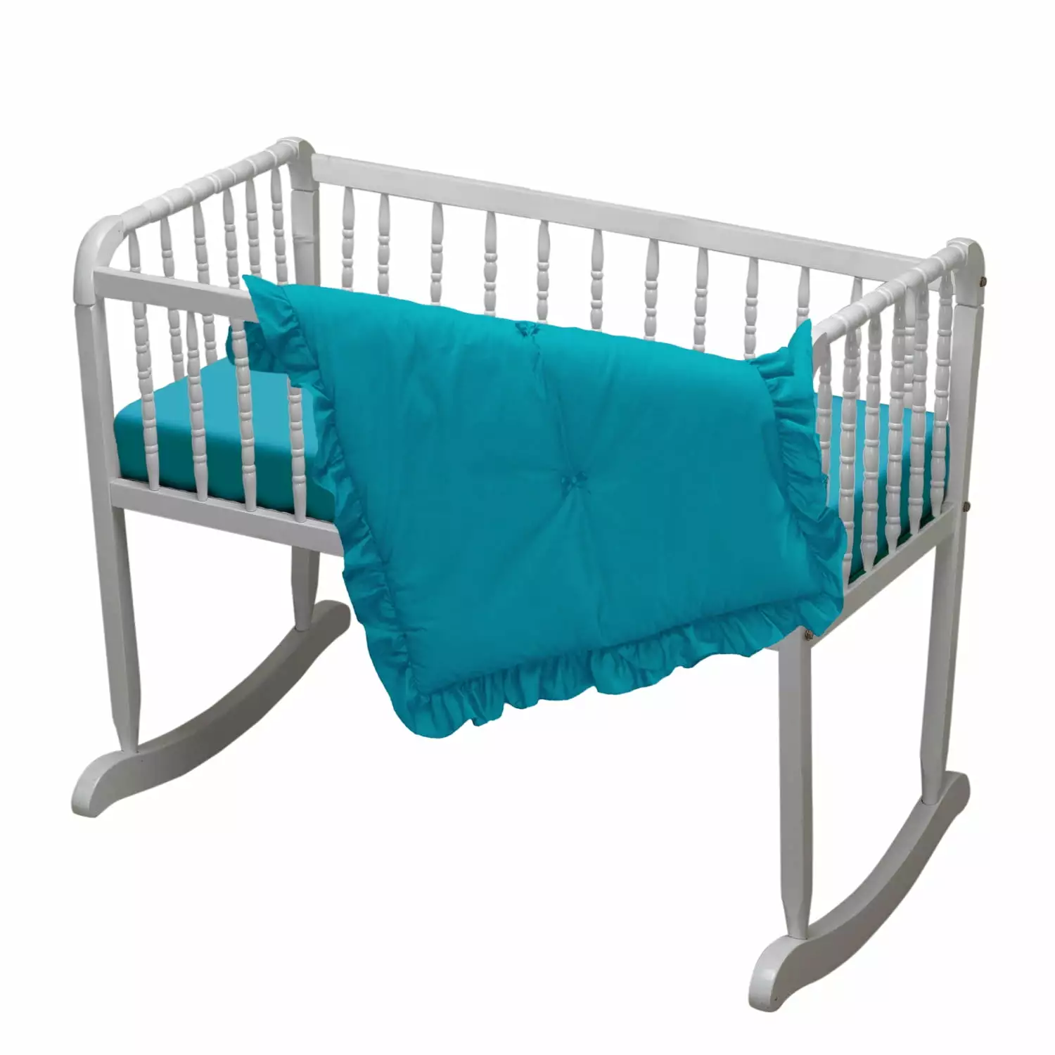 Solid 3 piece cradle bedding set. aqua