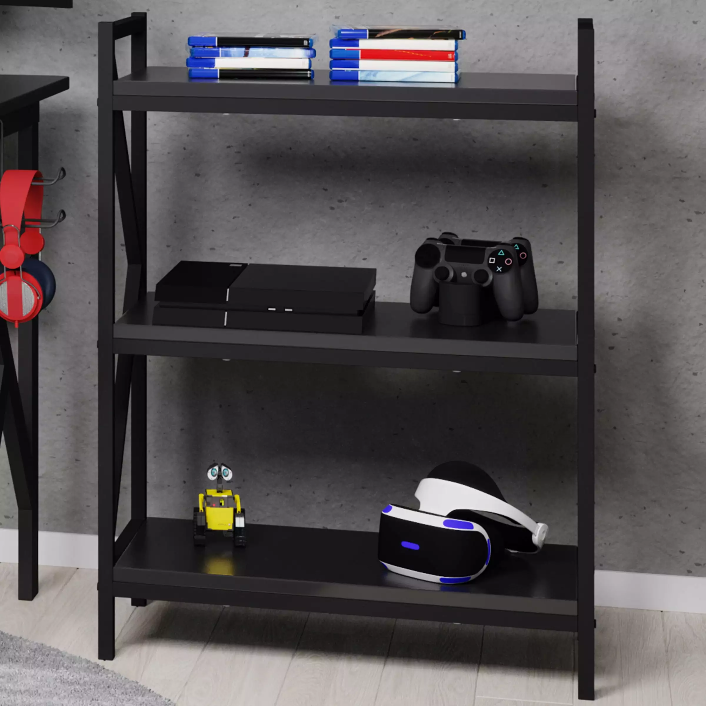 Somerset Home 3 Shelf Bookcase. Black