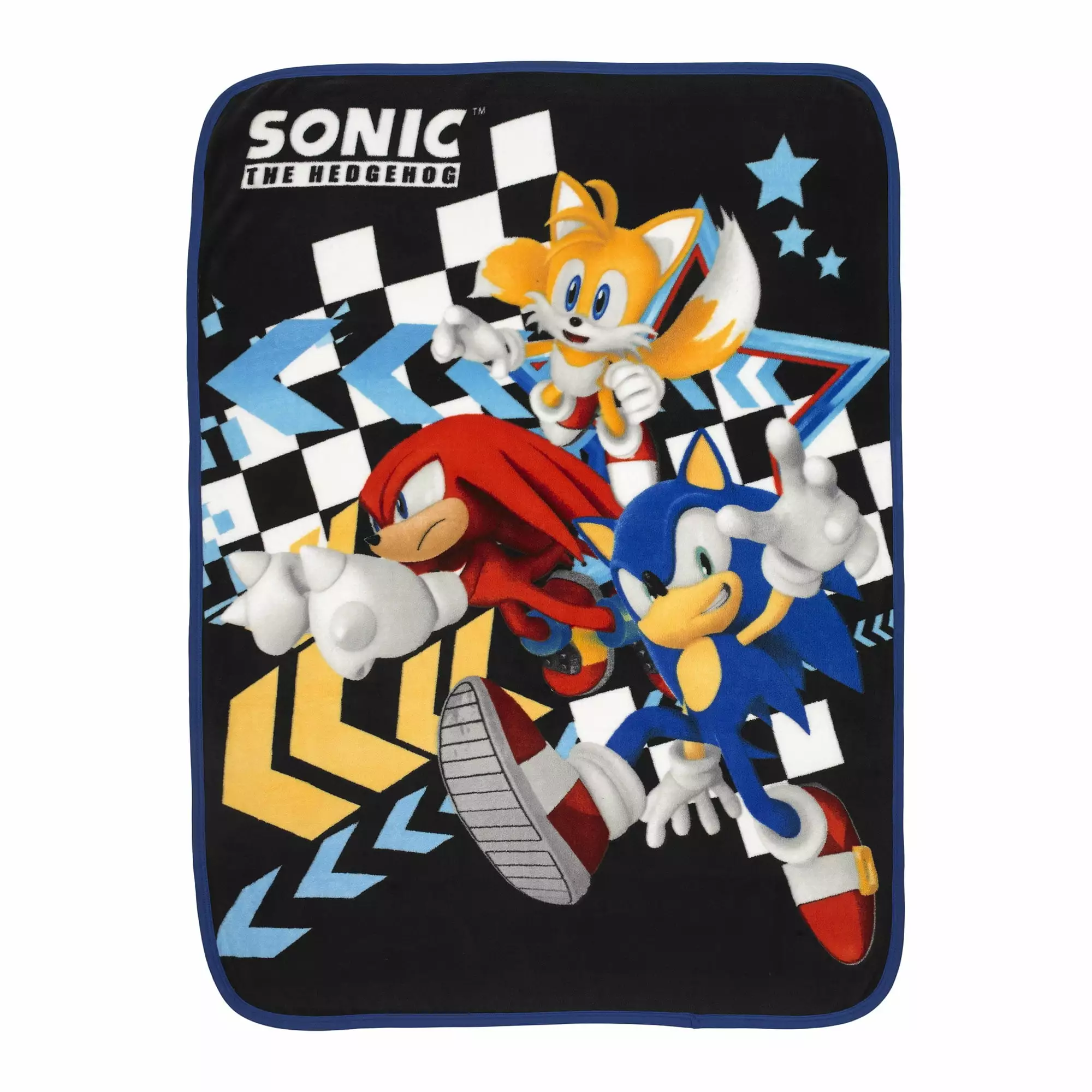 Sonic the Hedgehog Kids Fleece Throw Blanket. 46 x 60. Gaming Bedding. Black. Sega