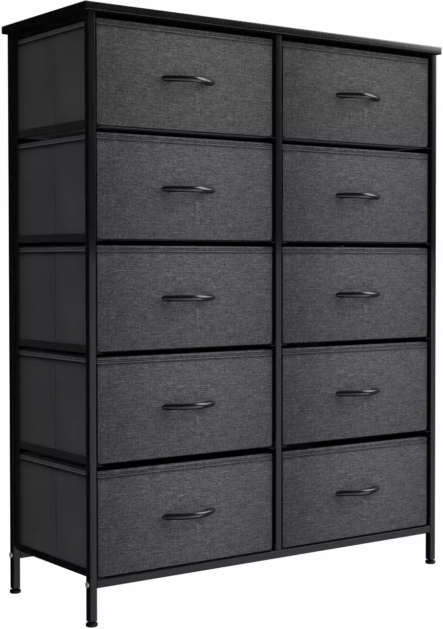 Sorbus 10-Drawer Dresser - Organizer for Clothes in Bedroom. Hallway. Living Room. Dorm - Easy-Pull Fabric Bins