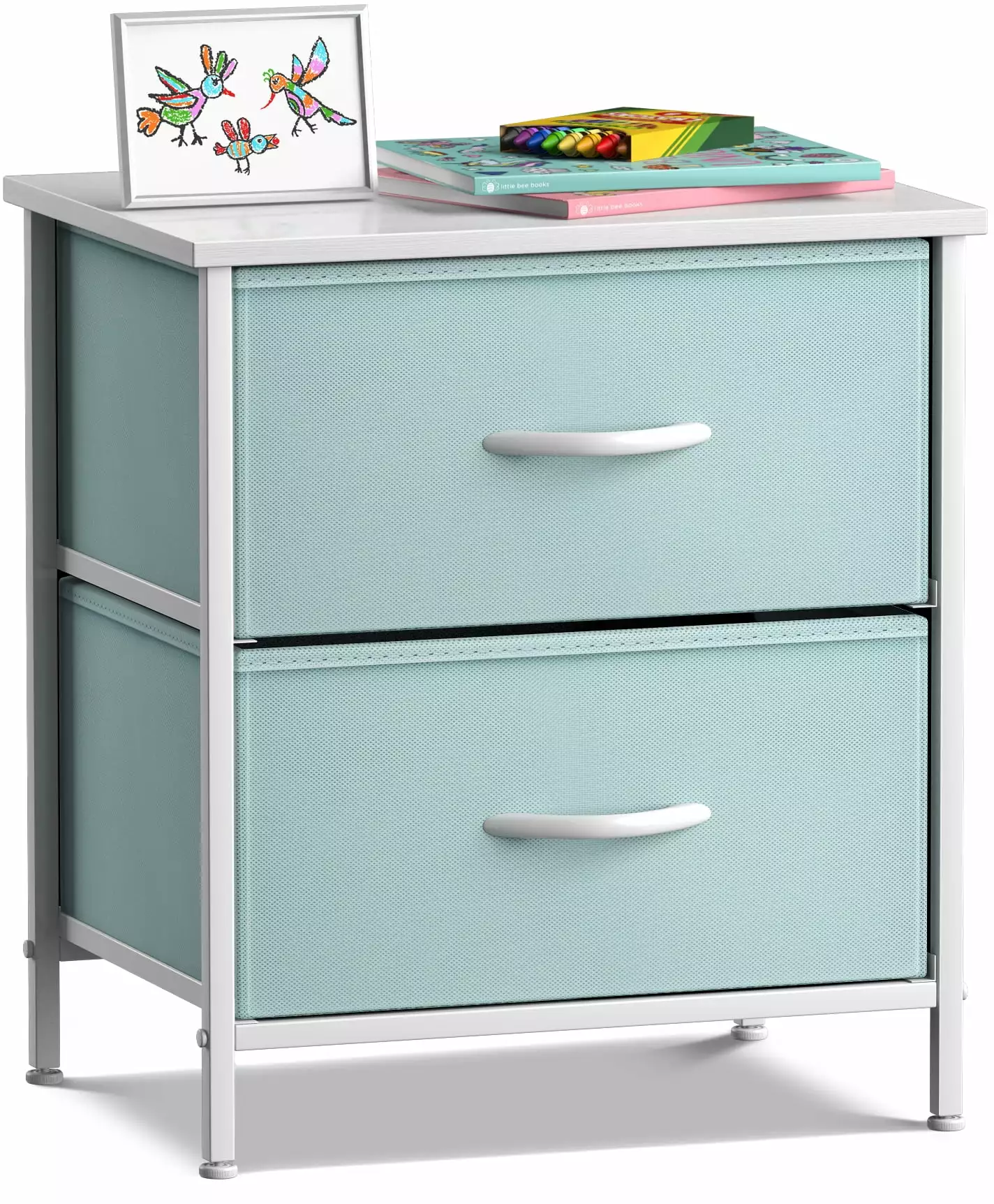 Sorbus 2 Drawers Nightstand Chest End-Table - Aqua