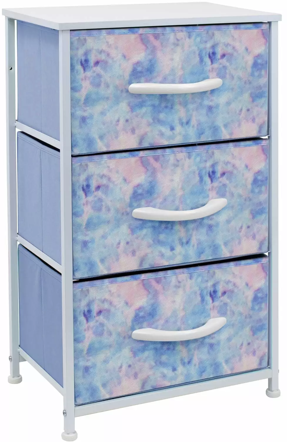 Sorbus 3 Drawer Nightstand Chest End-Table Dresser For Child Bedroom. College Dorm- Tie Dye Blue