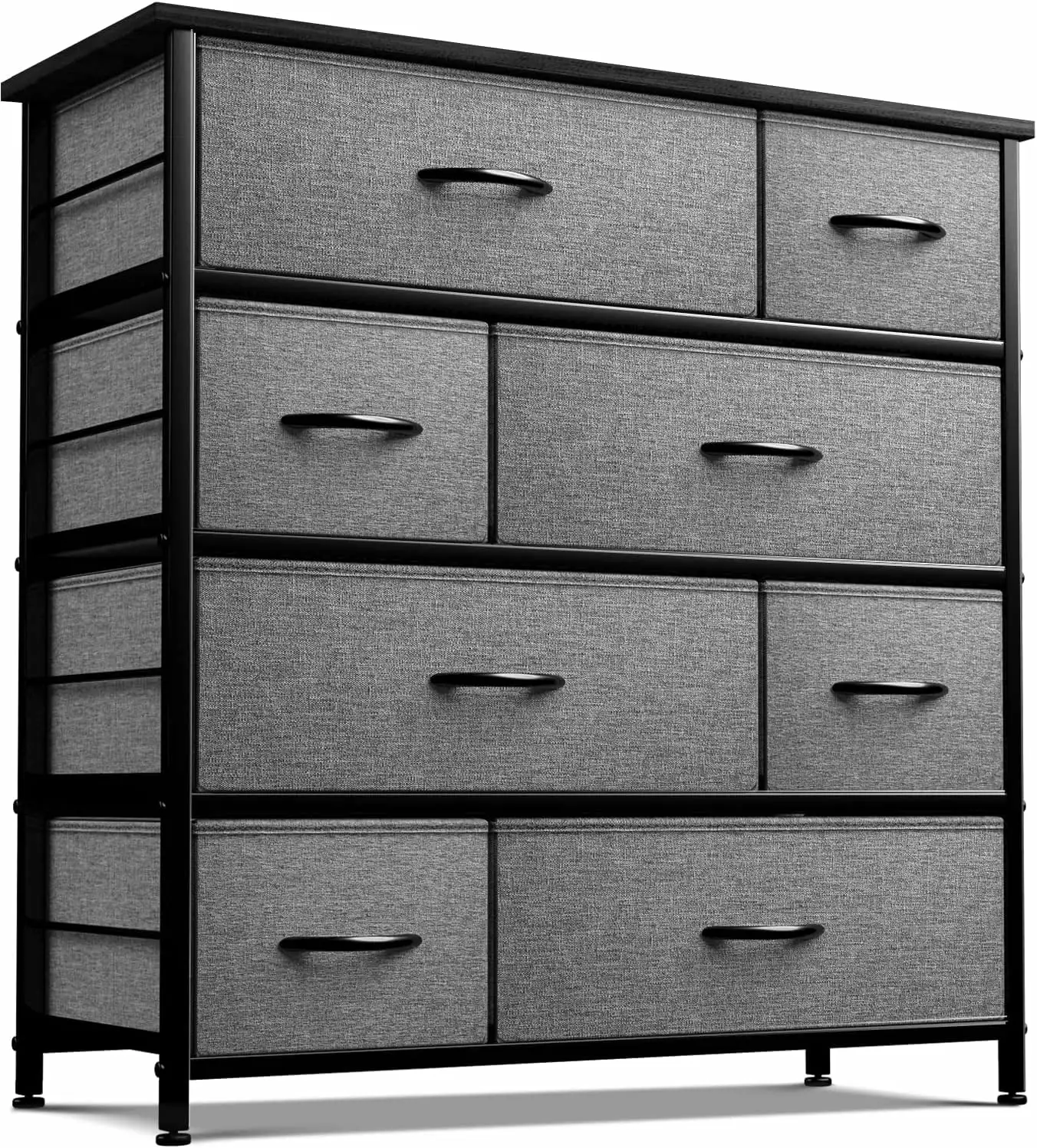 Sorbus 8 Drawer Dresser - Chest of Drawers for Bedroom - Steel Frame. Wood Top Fabric Bins (Black)