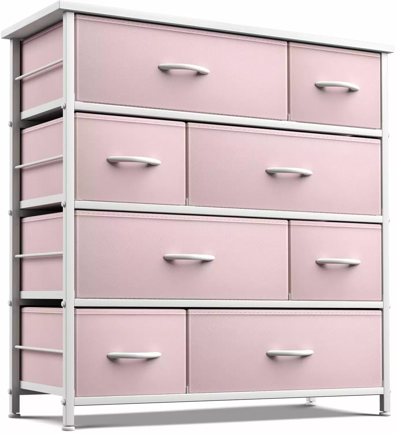 Sorbus 8-Drawer Dresser: Kids' Bedroom Storage. Steel Frame. Wood Top. Pink Fabric Bins