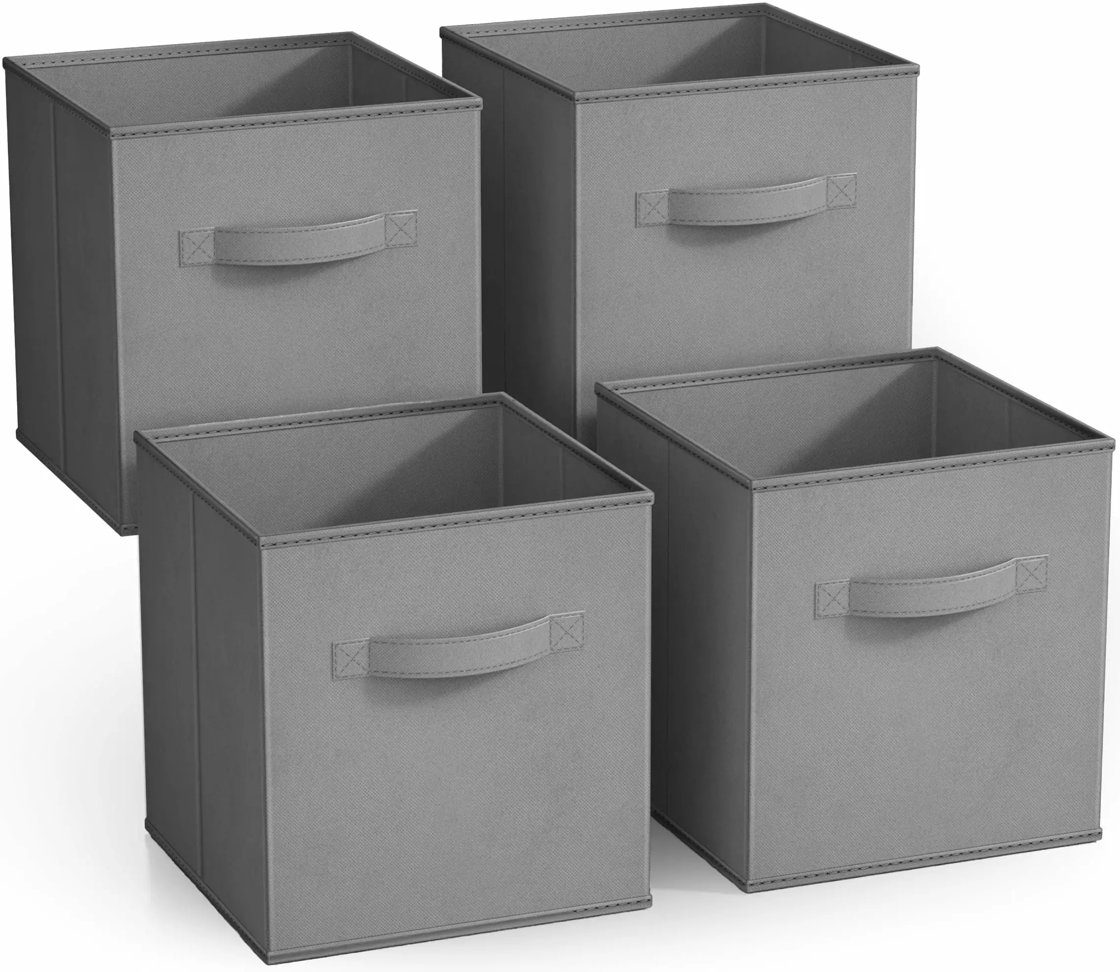 Sorbus Collapsible Cube Fabric Storage Bins (10.5 x 10.5). 4 Pack. Modern Gray