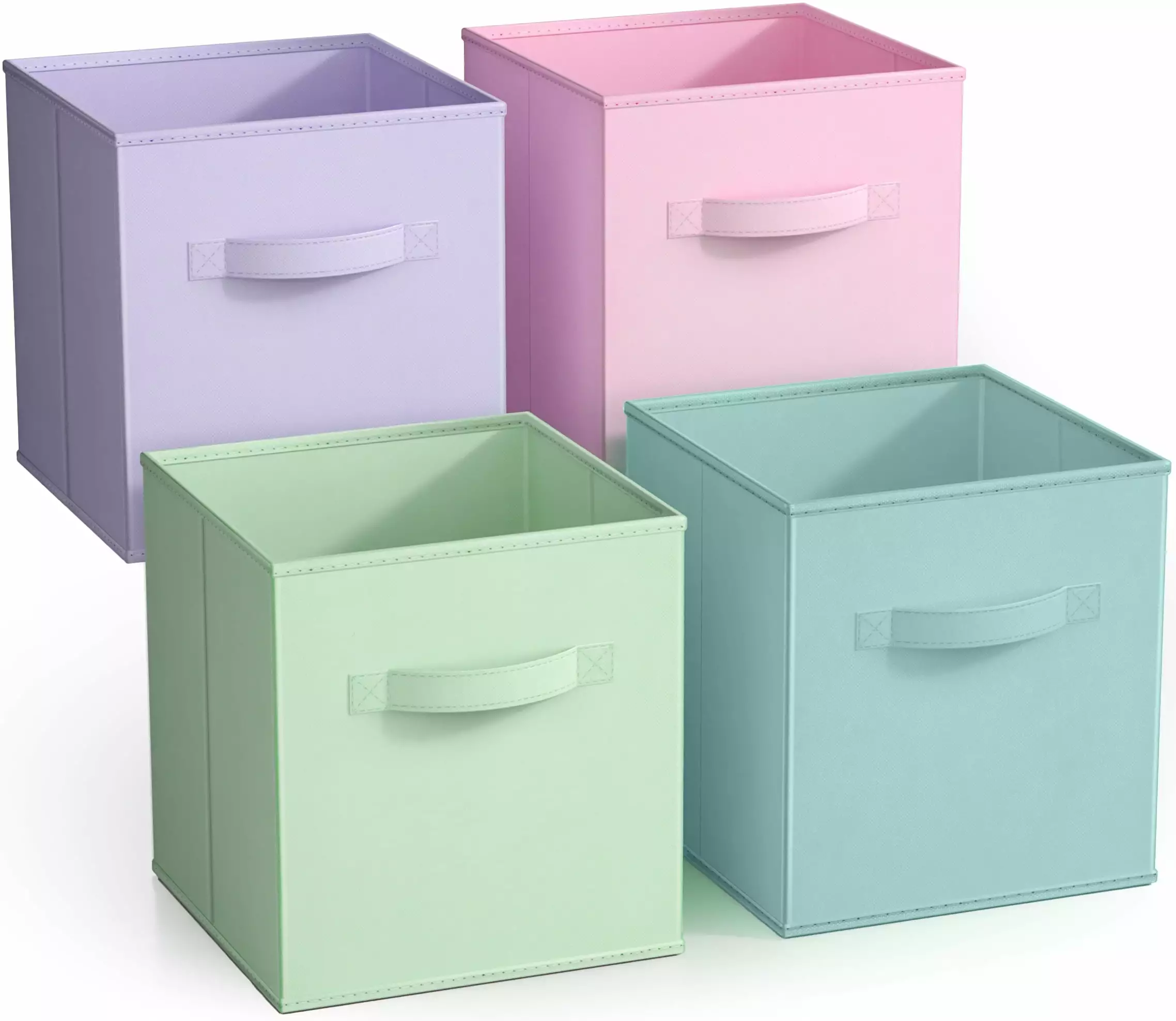 Sorbus Collapsible Cube Fabric Storage Bins (10 x 10). 4 Pack. in Child & Nursery Pastel Colors