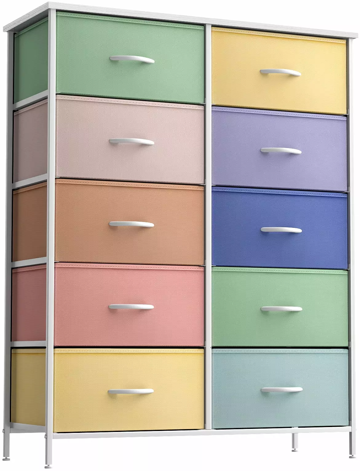 Sorbus Dresser with 10 Drawers - Storage Unit Organizer Chest for Clothes - Bedroom. Kids Room. Nursery. & Closet - Steel Frame. Wood Top. and Easy Pull Fabric Bins