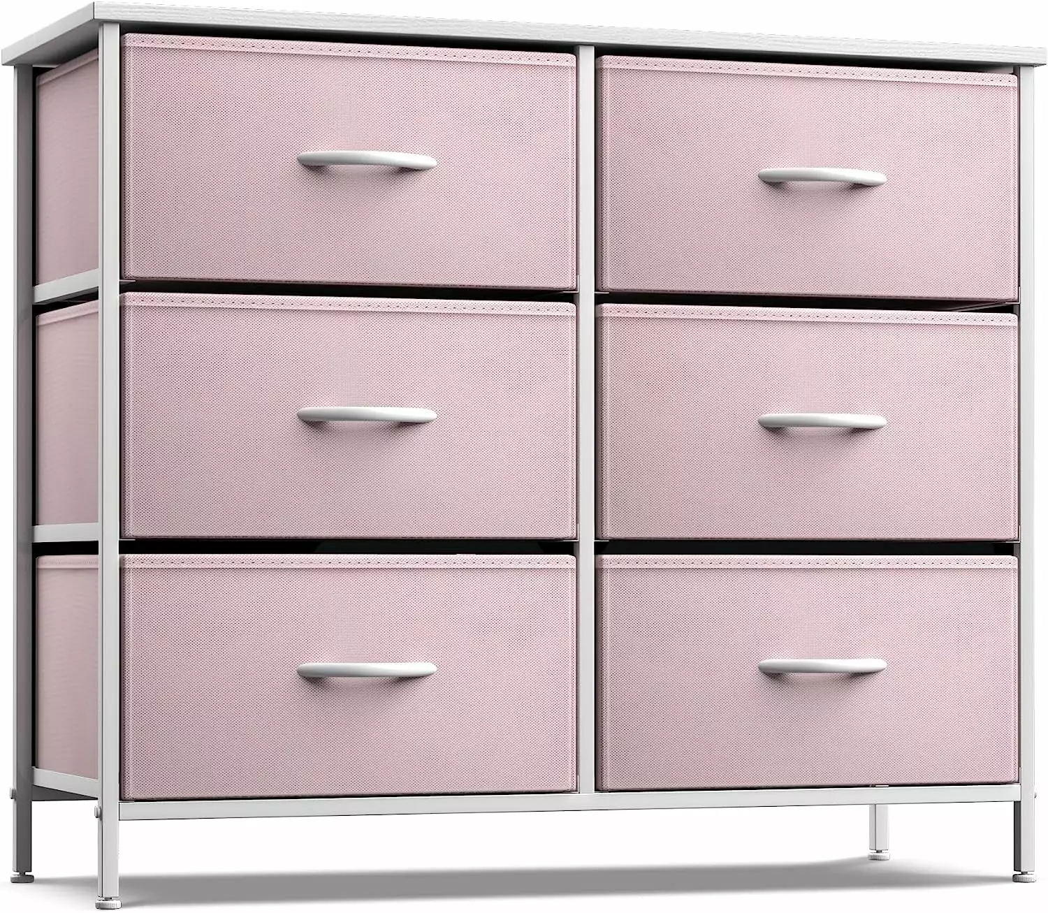 Sorbus Dresser with 6 Drawers - Furniture Storage Tower Unit for Bedroom. Hallway. Closet. Office Organization - Steel Frame. Wood Top. Easy Pull Fabric Bins (6-Drawer. Pastel Pink)