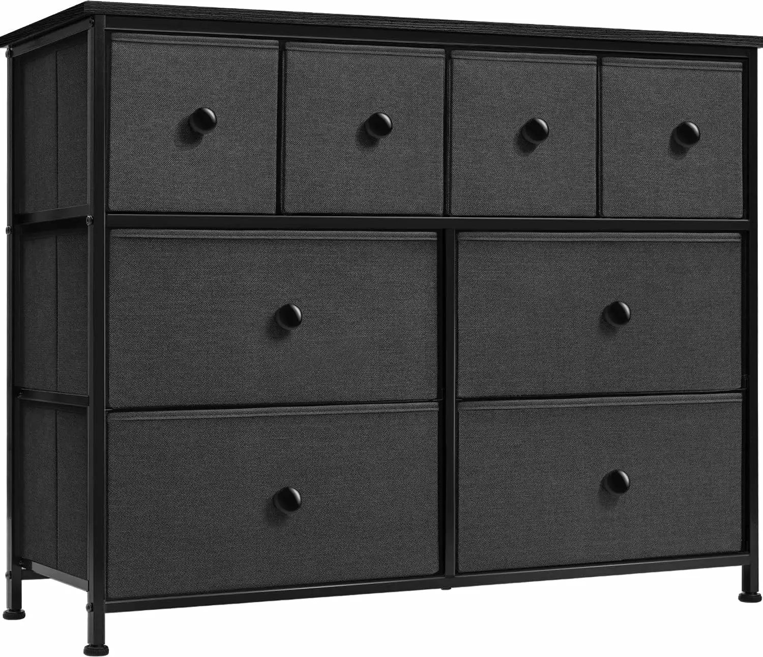 Sorbus Dresser 8 Drawer Storage Tower. Fabric Bins with Knobs (Black) for Adults