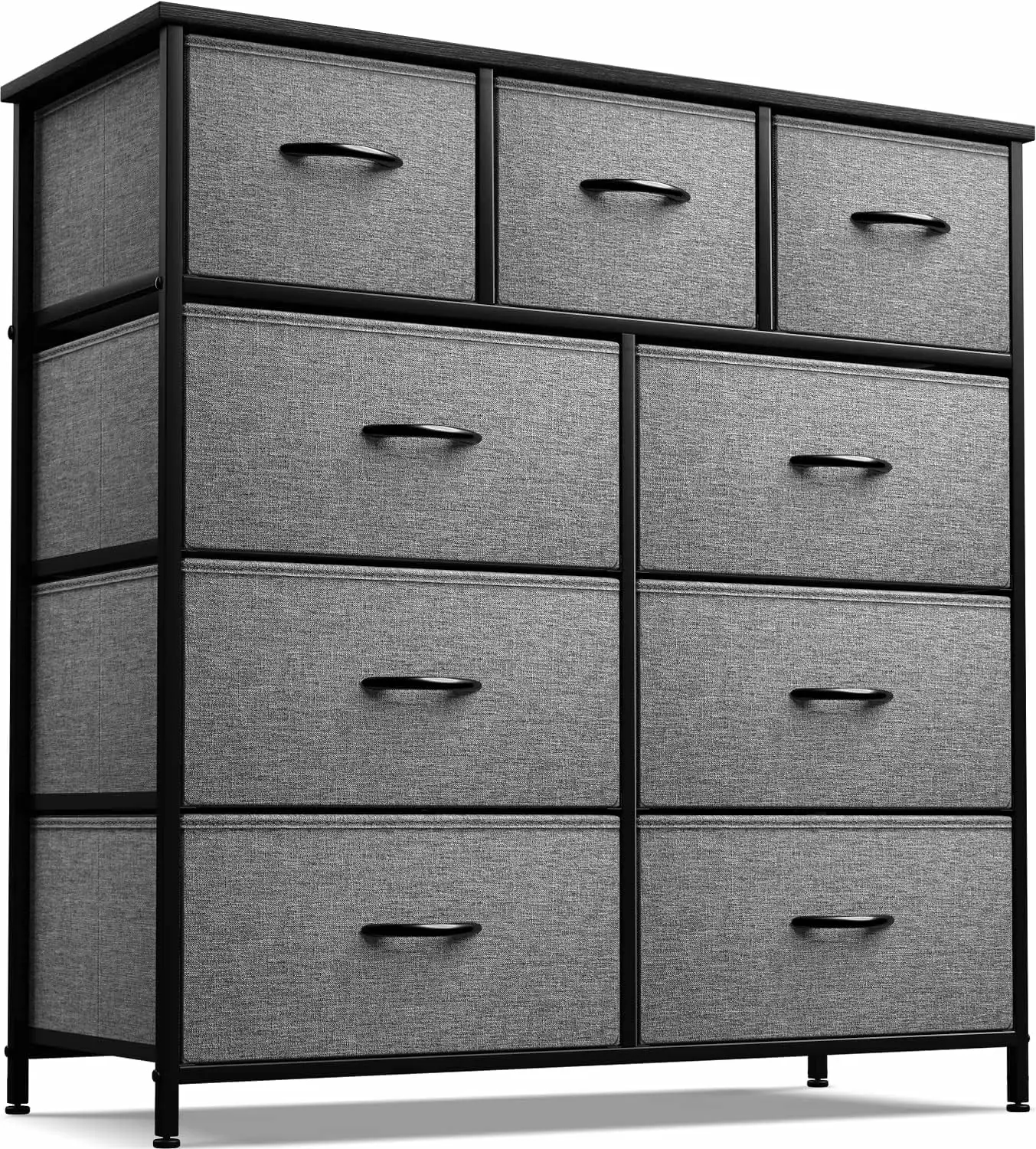 Sorbus Dresser - 9-Drawer Storage Unit for Bedroom. Closet & Office - Easy Pull Fabric Bins (Black)