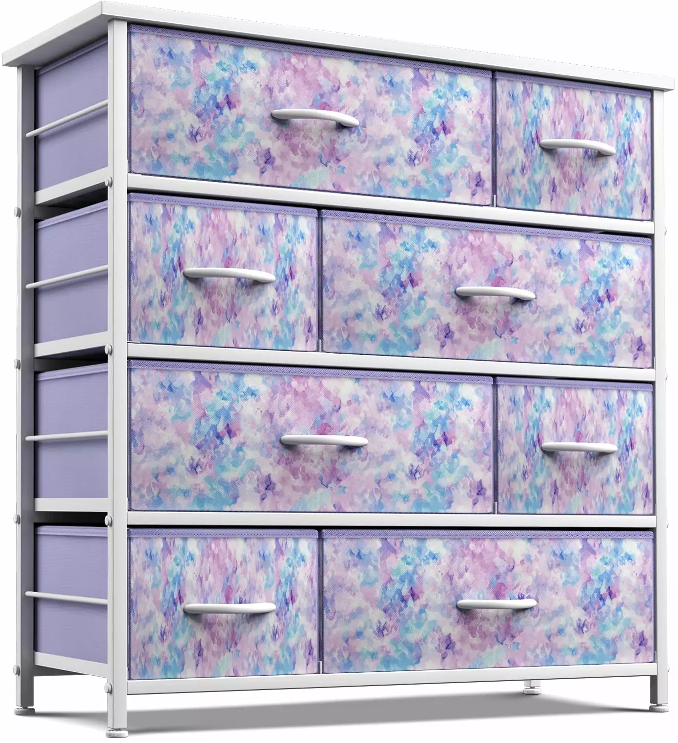 Sorbus Dresser for Kids Bedroom 8 Drawers - Storage Organizer Closet Furniture Chest for Girls & Boys. Nursery. Playroom. Clothes. Toys - Steel Frame. Wood Top. Tie-dye Fabric Bins (Tie-dye Purple)