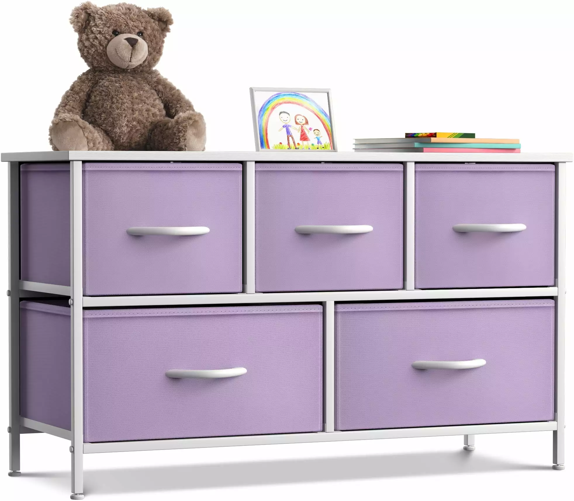 Sorbus Dresser with 5 Drawers - Furniture Storage Chest for Kid's. Teens. Bedroom - Purple