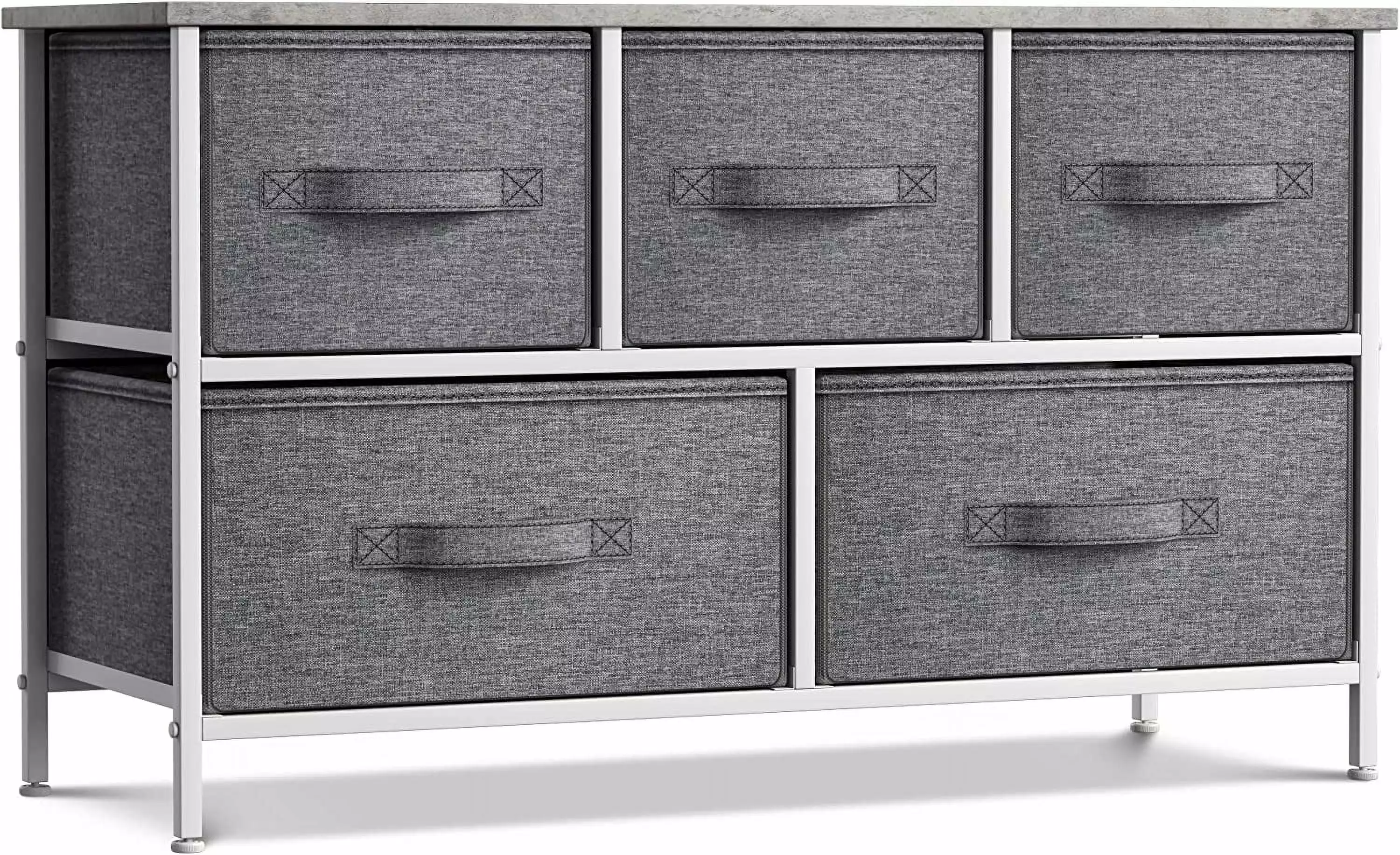 Sorbus Dresser with Drawers - 5 Easy Pull Fabric Cube Bins (Gray) - Great for TV Stand and or Bedroom Organizer